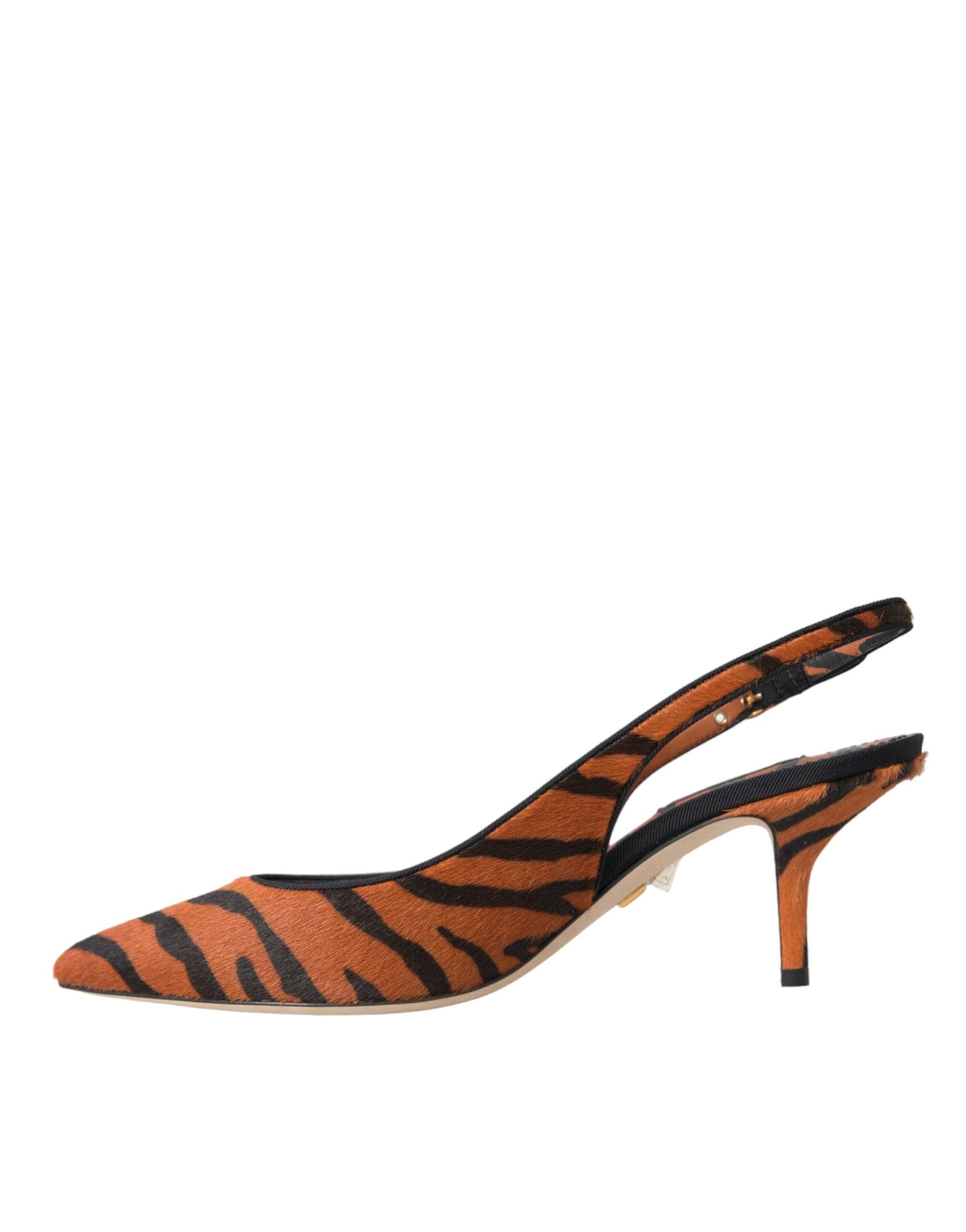 Παπούτσια Dolce & Gabbana Black Orange Zebra Leather Slingbacks