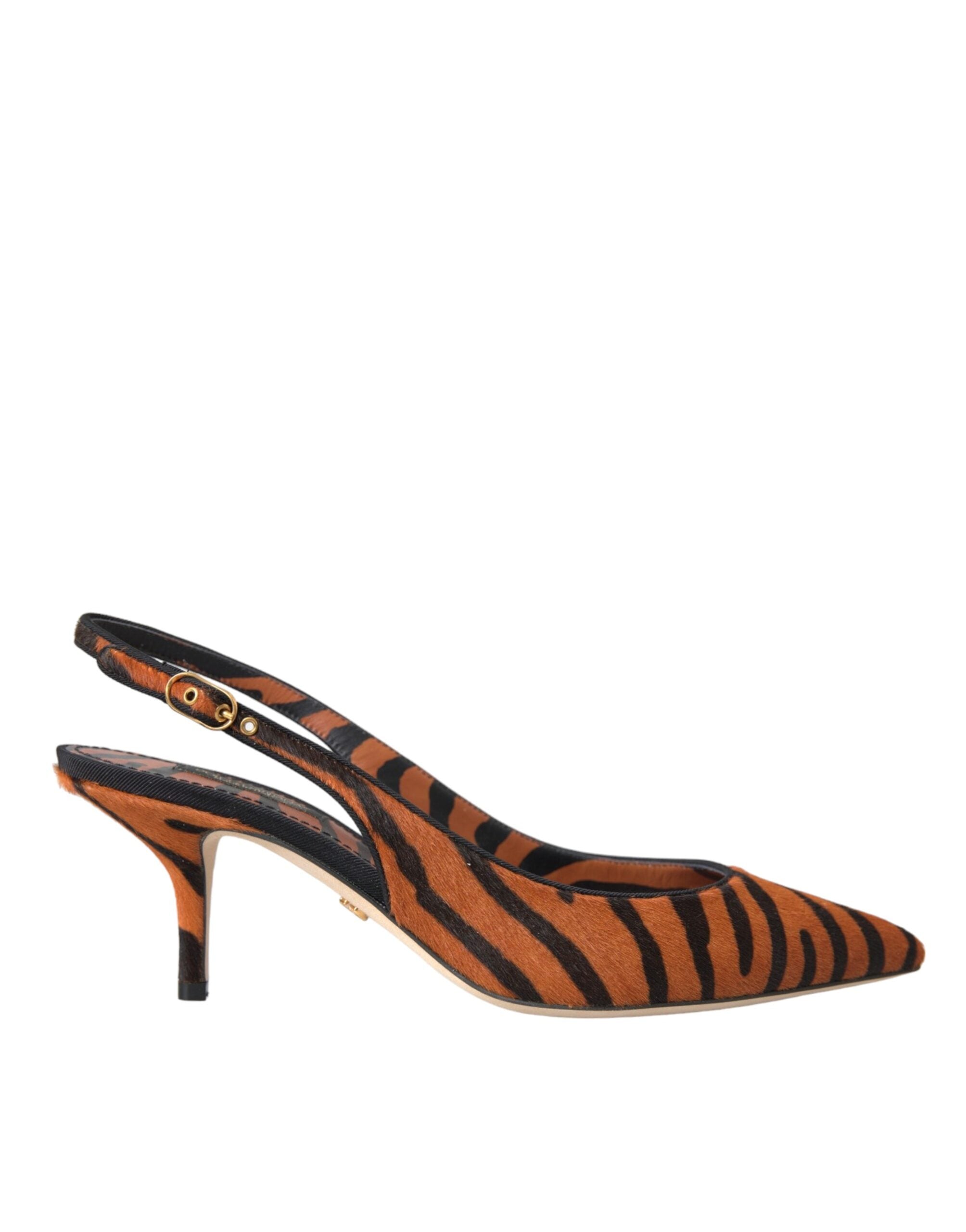 Παπούτσια Dolce & Gabbana Black Orange Zebra Leather Slingbacks