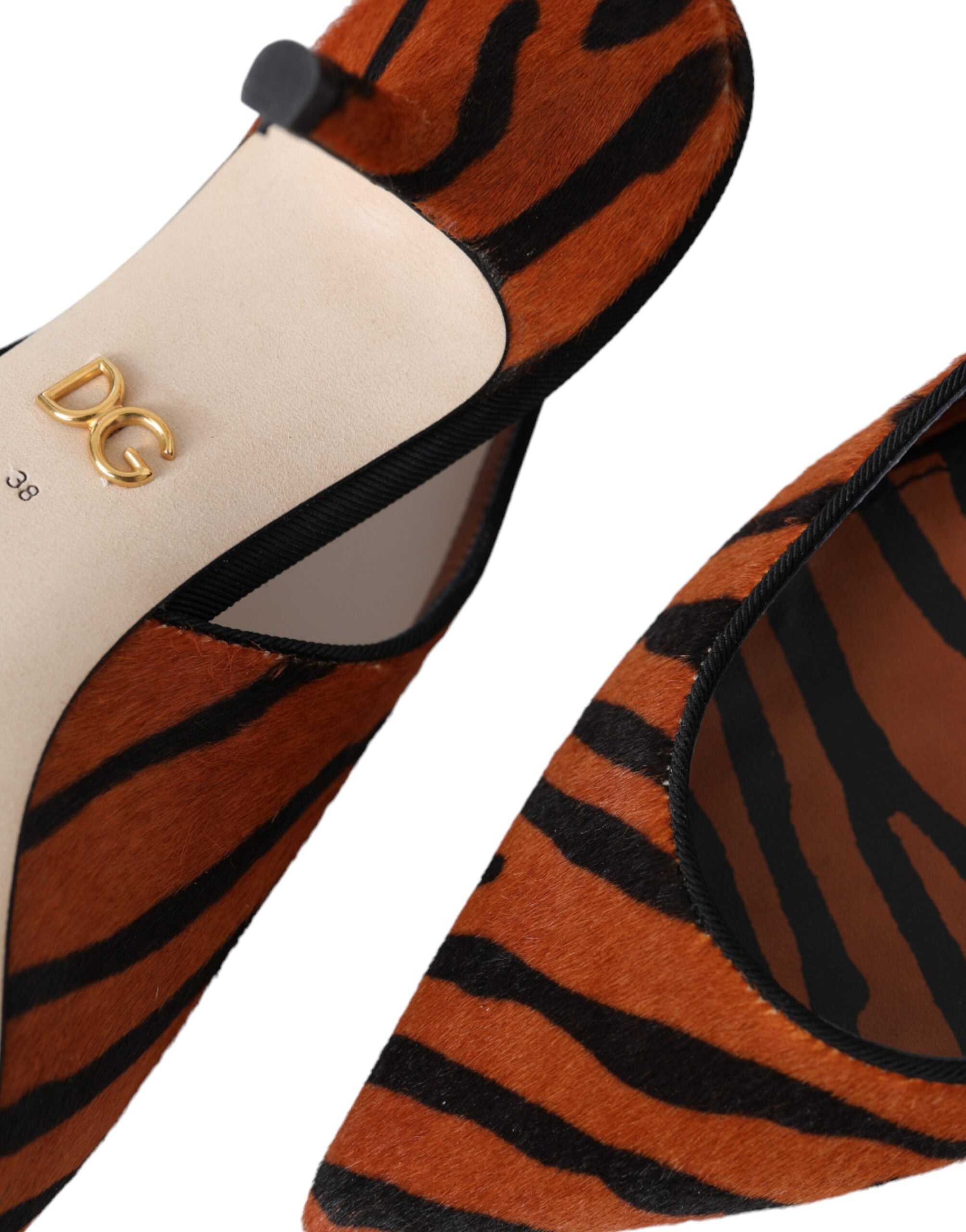 Παπούτσια Dolce & Gabbana Black Orange Zebra Leather Slingbacks