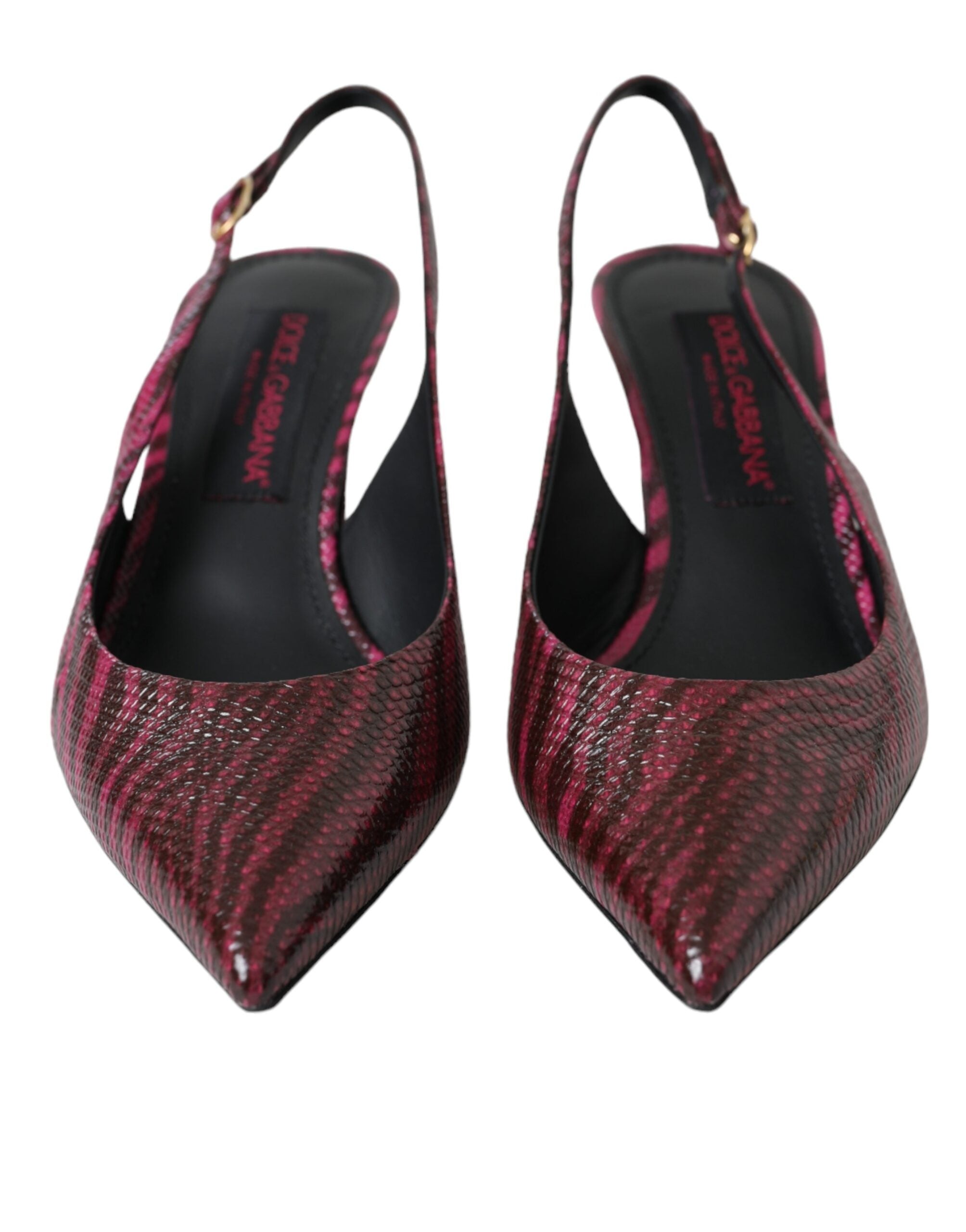 Dolce & Gabbana Maroon Zebra Δερμάτινα Τακούνια Slingbacks Παπούτσια