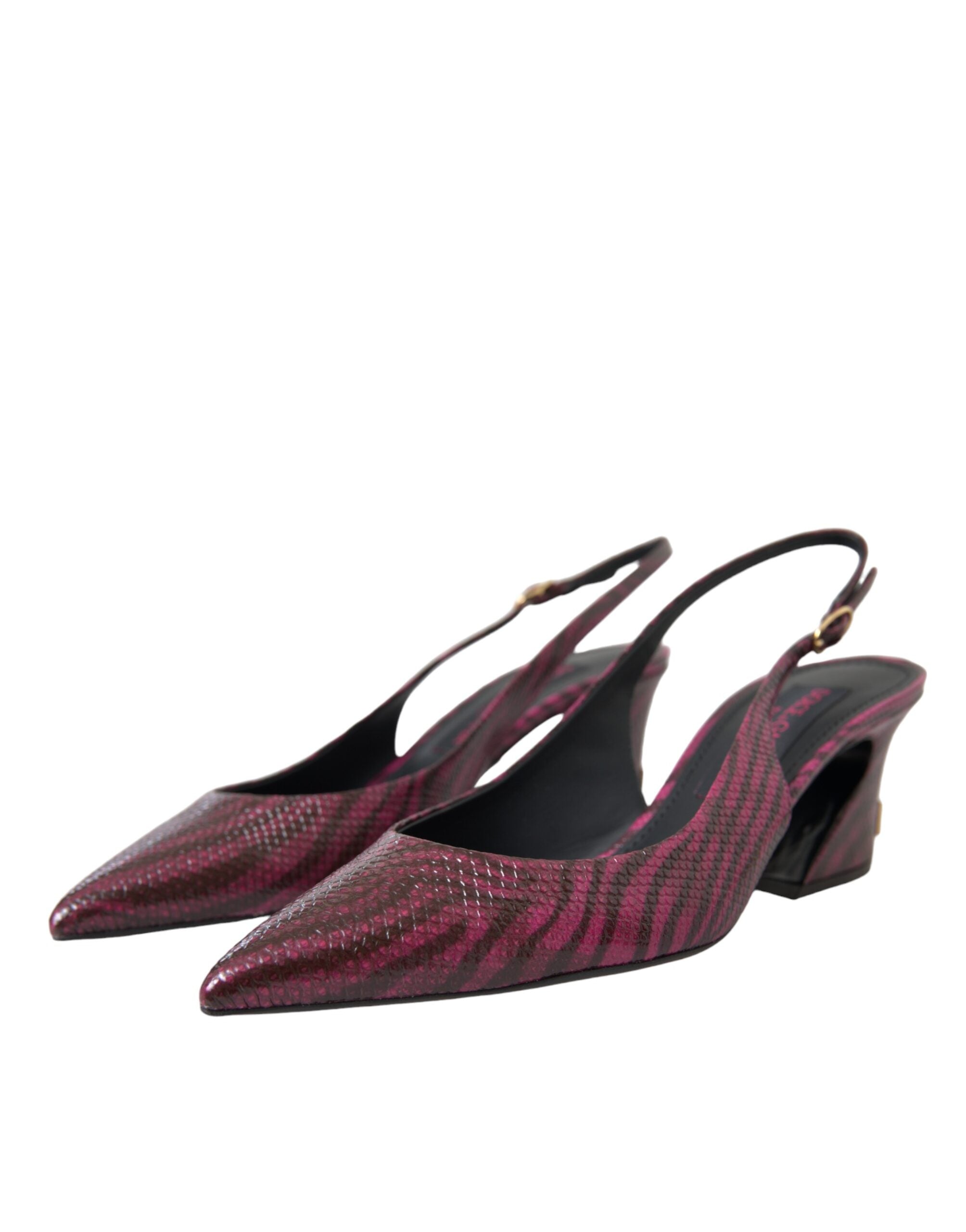 Dolce & Gabbana Maroon Zebra Δερμάτινα Τακούνια Slingbacks Παπούτσια