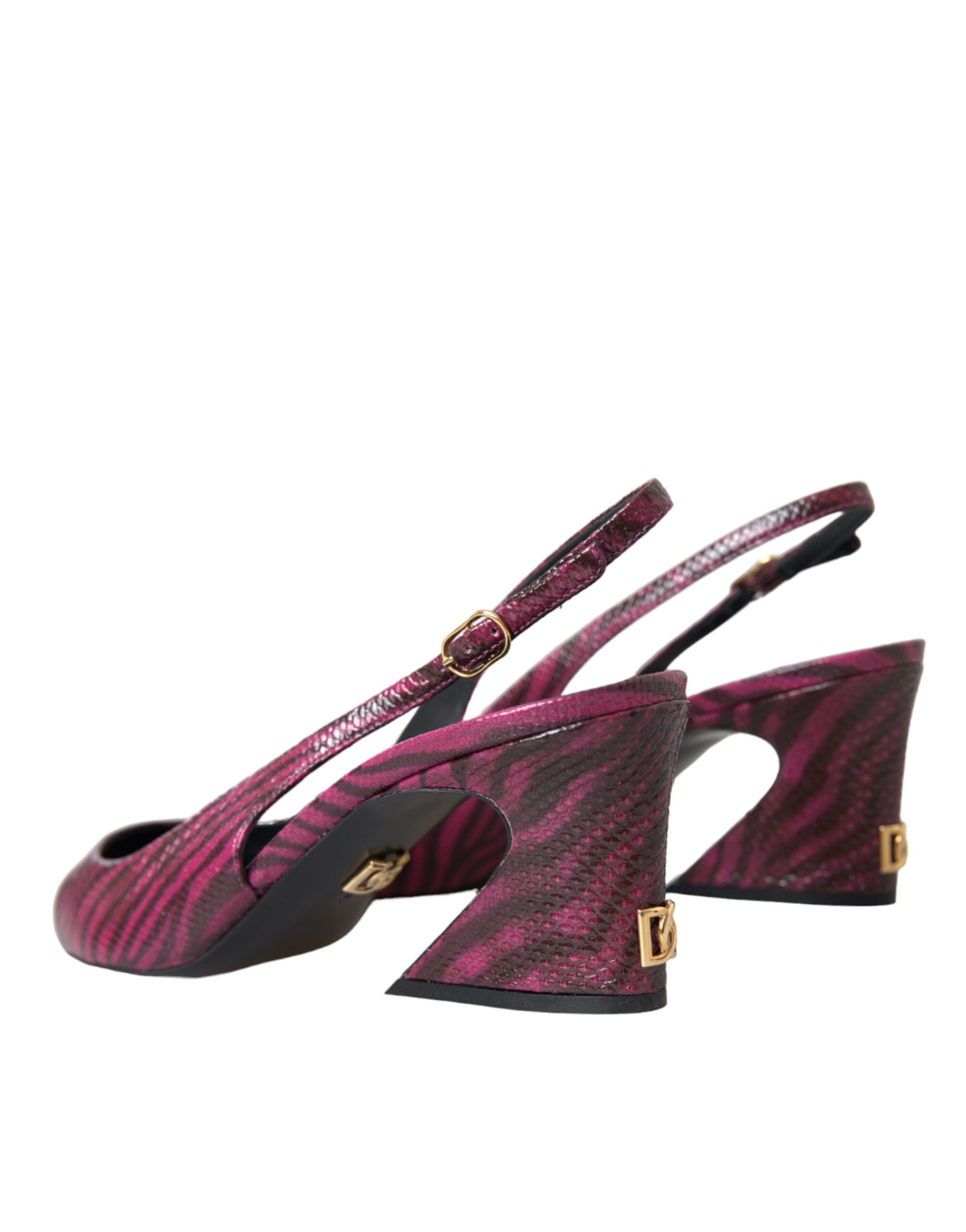 Dolce & Gabbana Maroon Zebra Δερμάτινα Τακούνια Slingbacks Παπούτσια