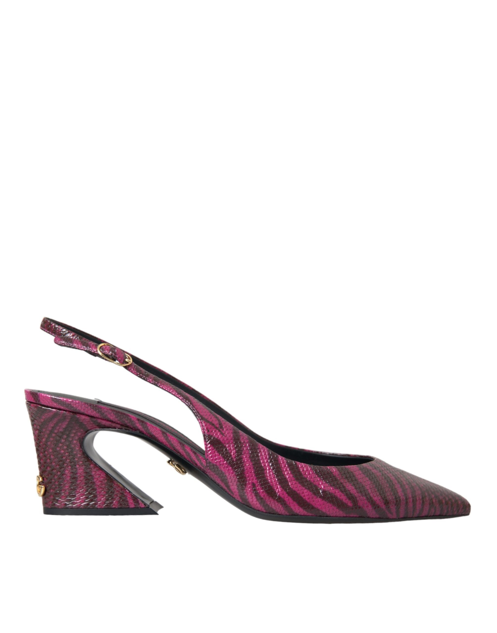 Dolce & Gabbana Maroon Zebra Δερμάτινα Τακούνια Slingbacks Παπούτσια