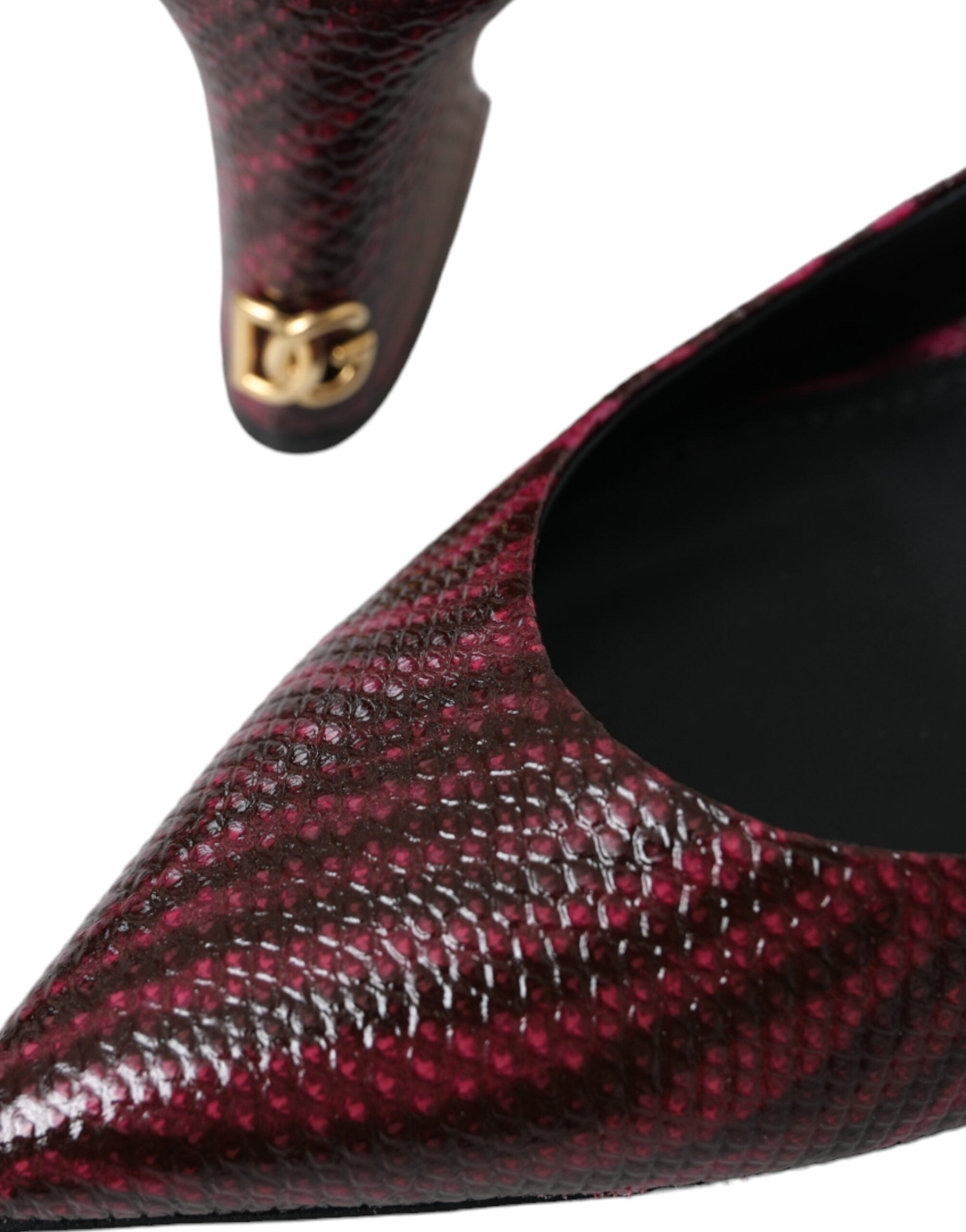 Dolce & Gabbana Maroon Zebra Δερμάτινα Τακούνια Slingbacks Παπούτσια