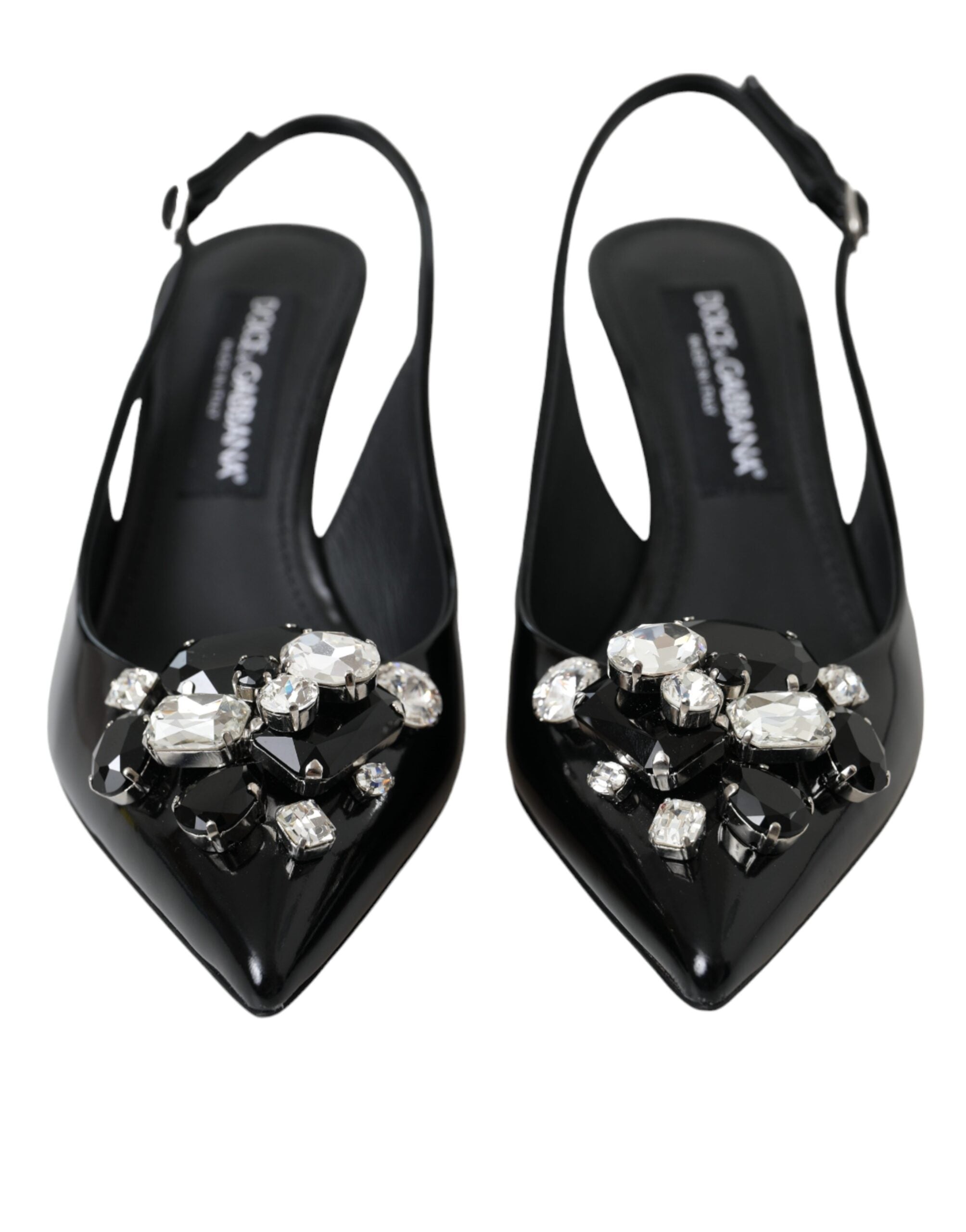 Παπούτσια Dolce & Gabbana Μαύρα λουστρίνια κρυστάλλινα Slingback