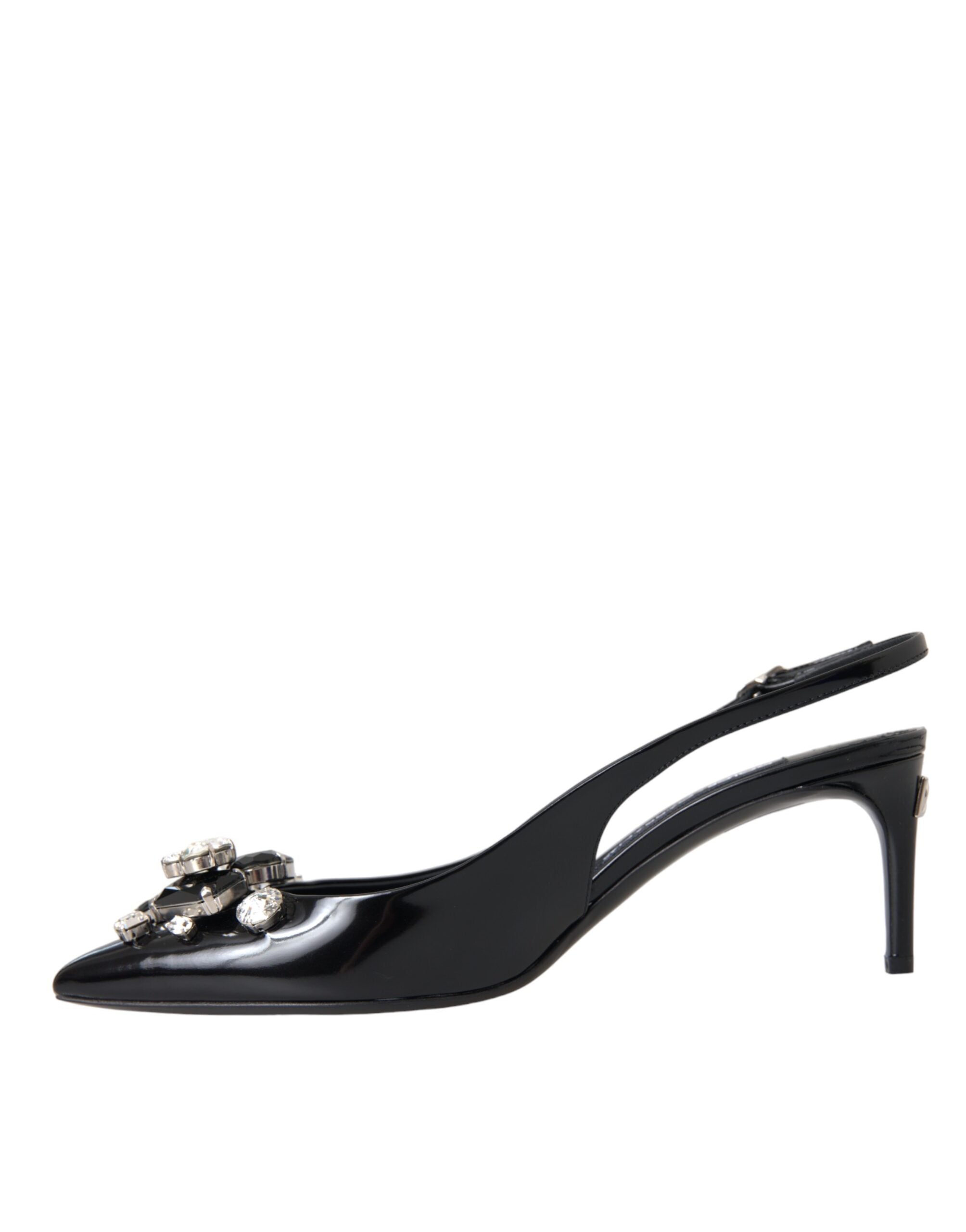 Παπούτσια Dolce & Gabbana Μαύρα λουστρίνια κρυστάλλινα Slingback