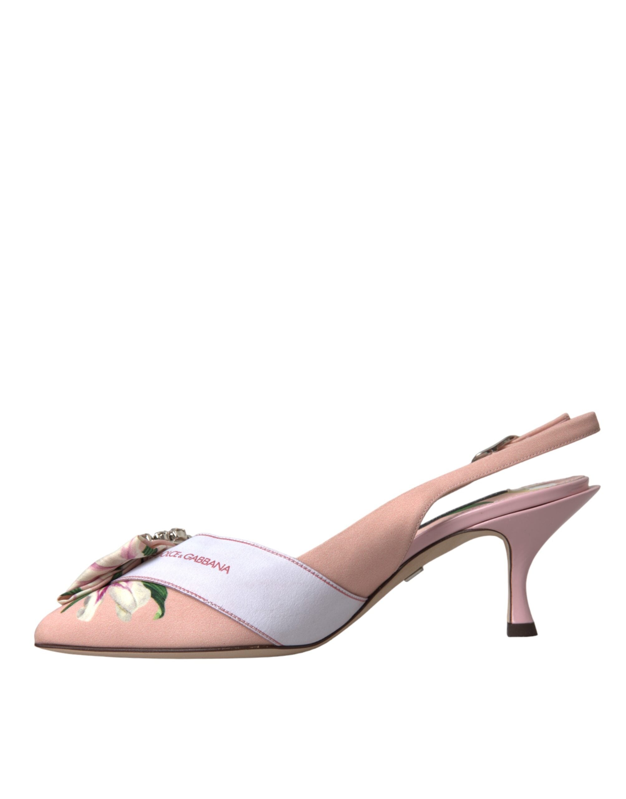 Παπούτσια με τακούνι Dolce & Gabbana Pink Lily Crystal Cady Slingback