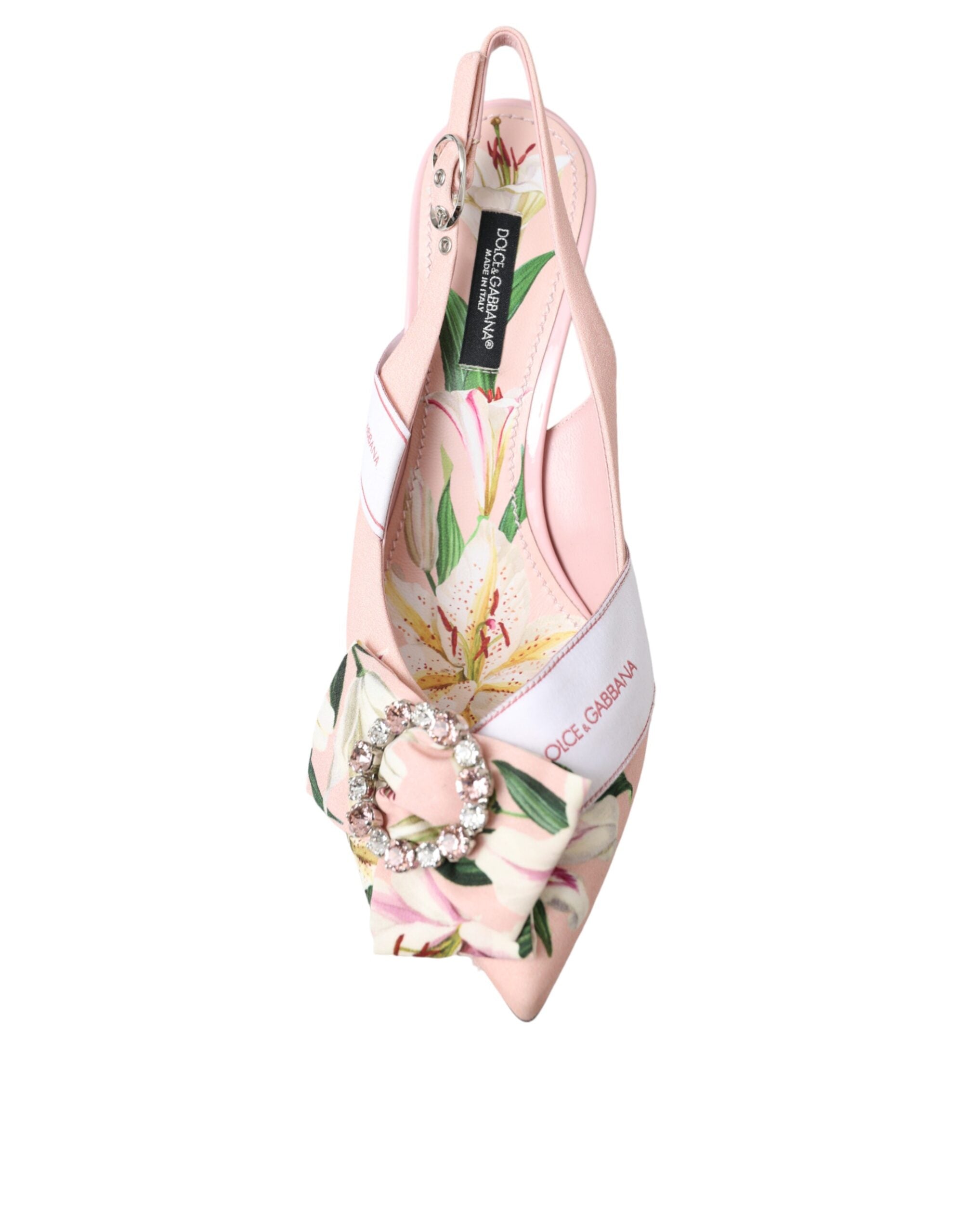 Παπούτσια με τακούνι Dolce & Gabbana Pink Lily Crystal Cady Slingback