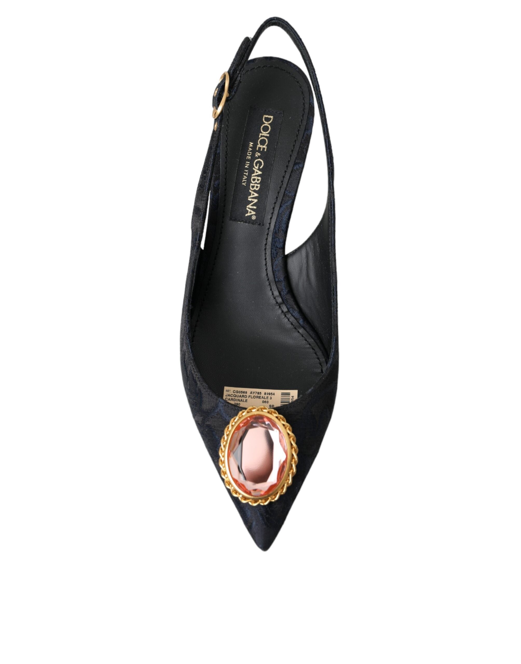 Παπούτσια με τακούνι Dolce & Gabbana Blue Jacquard Crystal Slingback