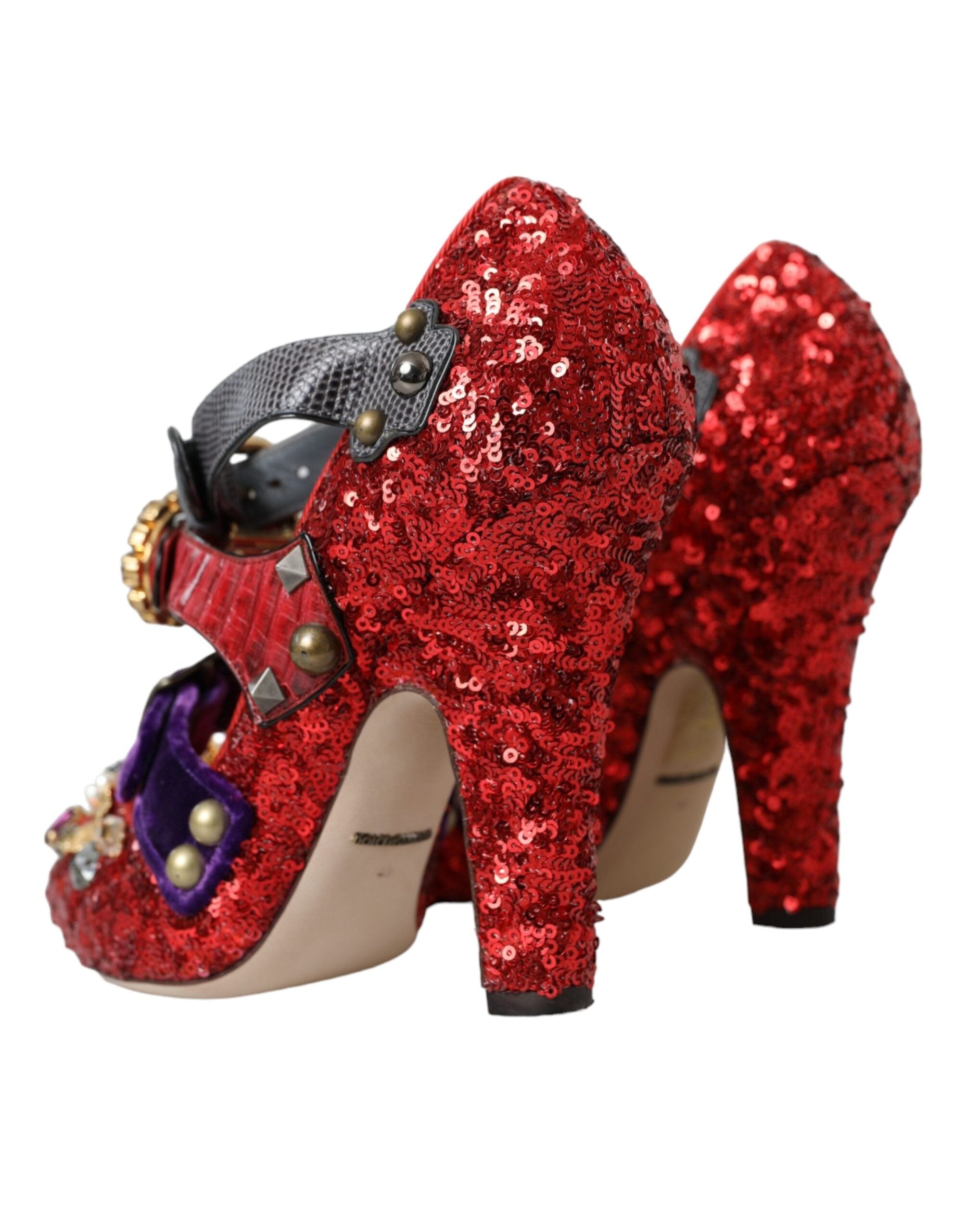 Παπούτσια Dolce & Gabbana Red Sequined Crystal Mary Janes Pumps