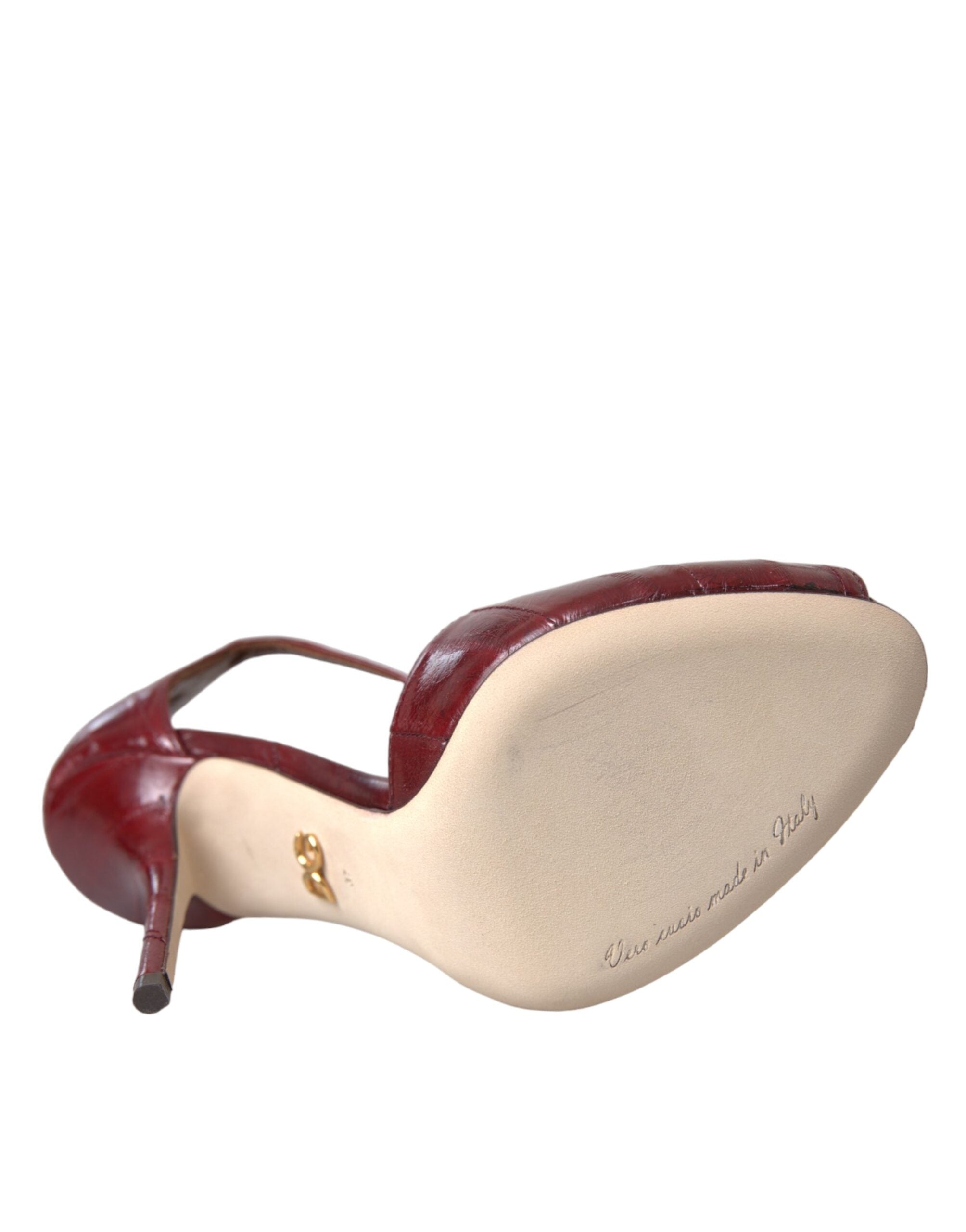 Παπούτσια Dolce & Gabbana Dark Red Leather Gold Devotion Heart Sindals