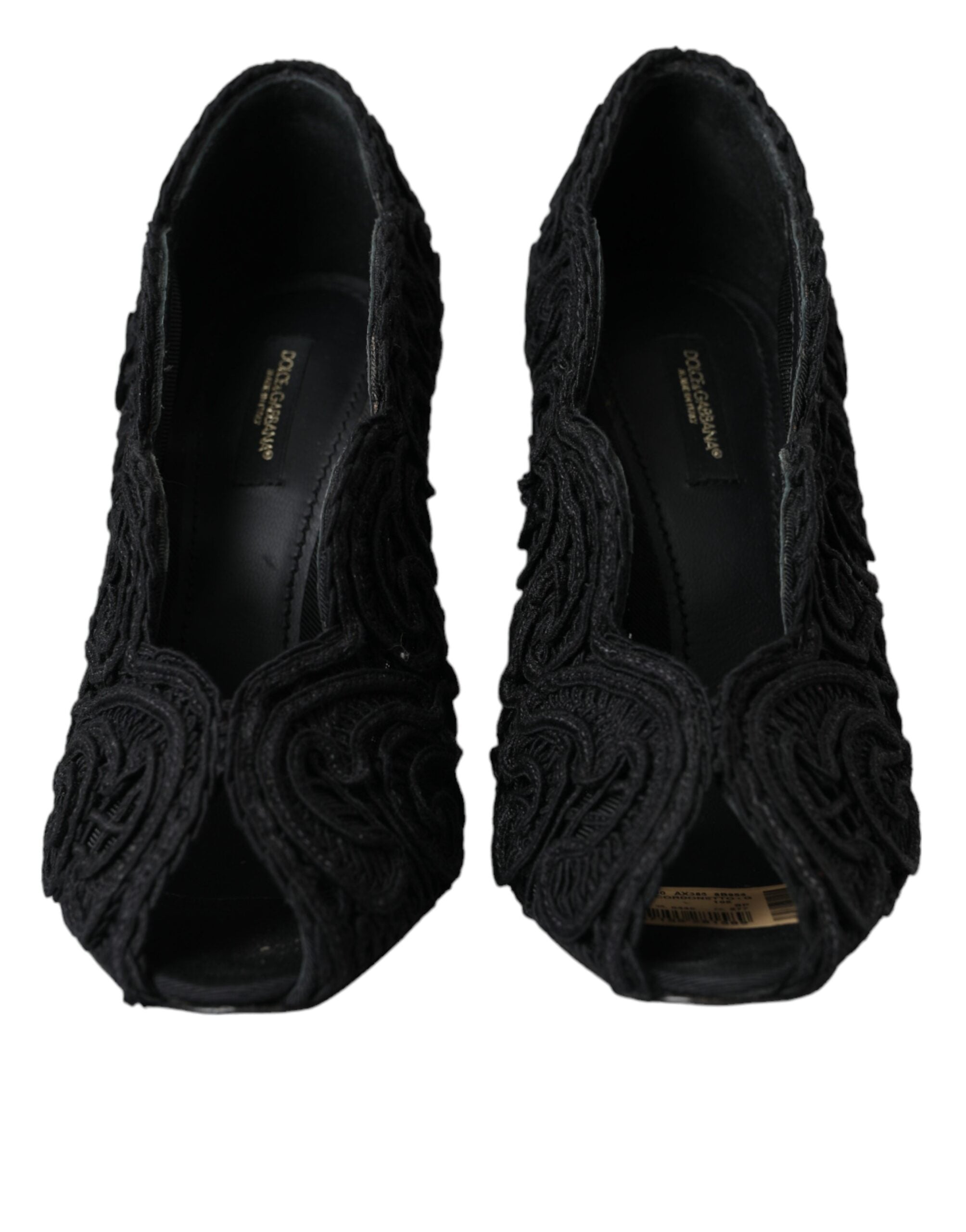 Παπούτσια Dolce & Gabbana Black Cordonetto Ricamo Pump Open Toe