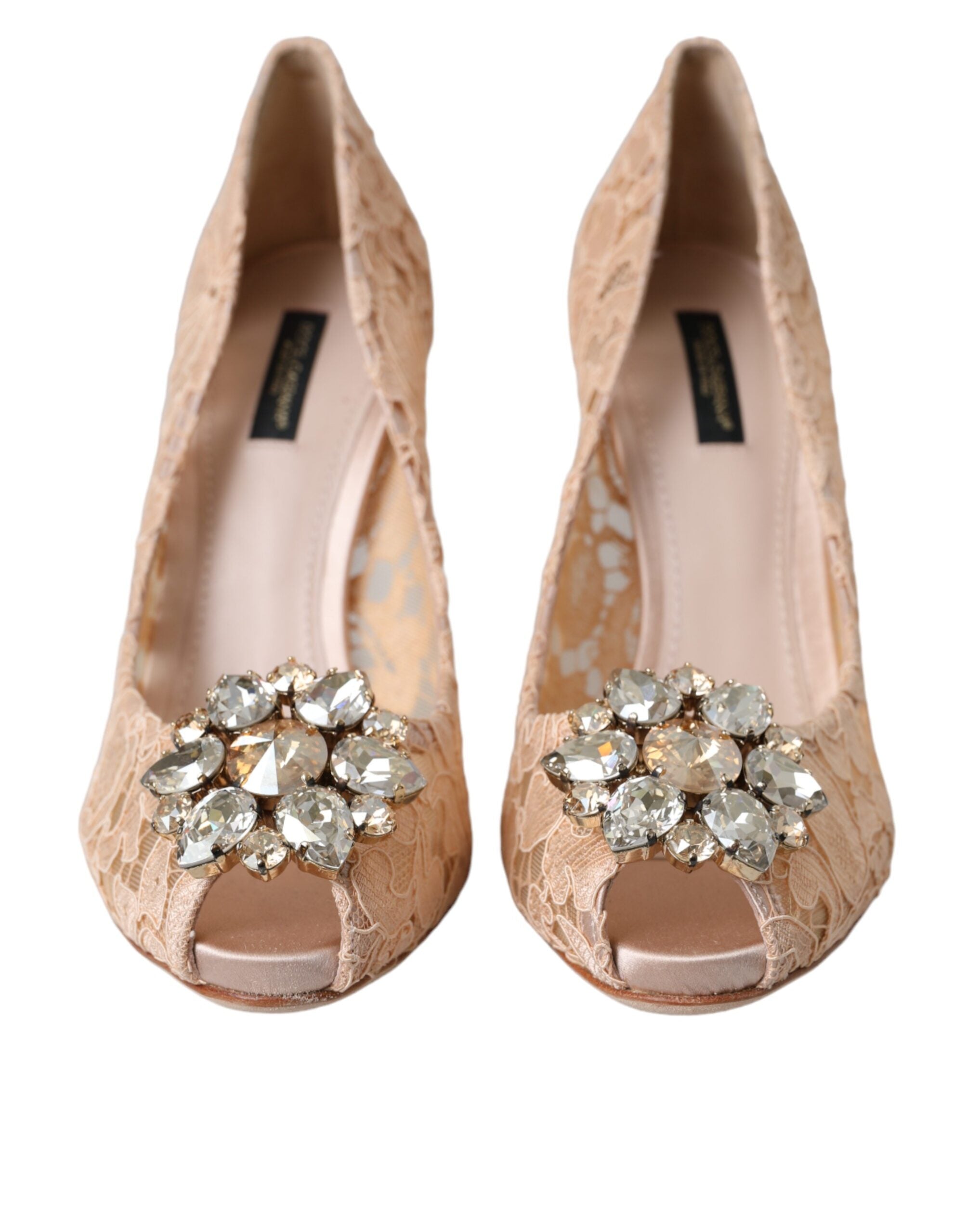 Παπούτσια Dolce & Gabbana Beige Taormina Lace Crystal Heels Pumps