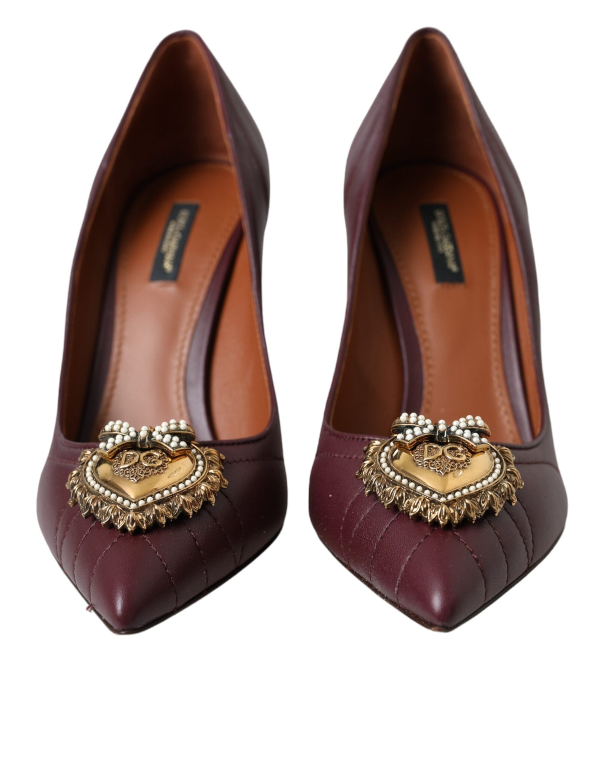 Παπούτσια Dolce & Gabbana Bordeaux Leather Heart DEVOTION Pumps