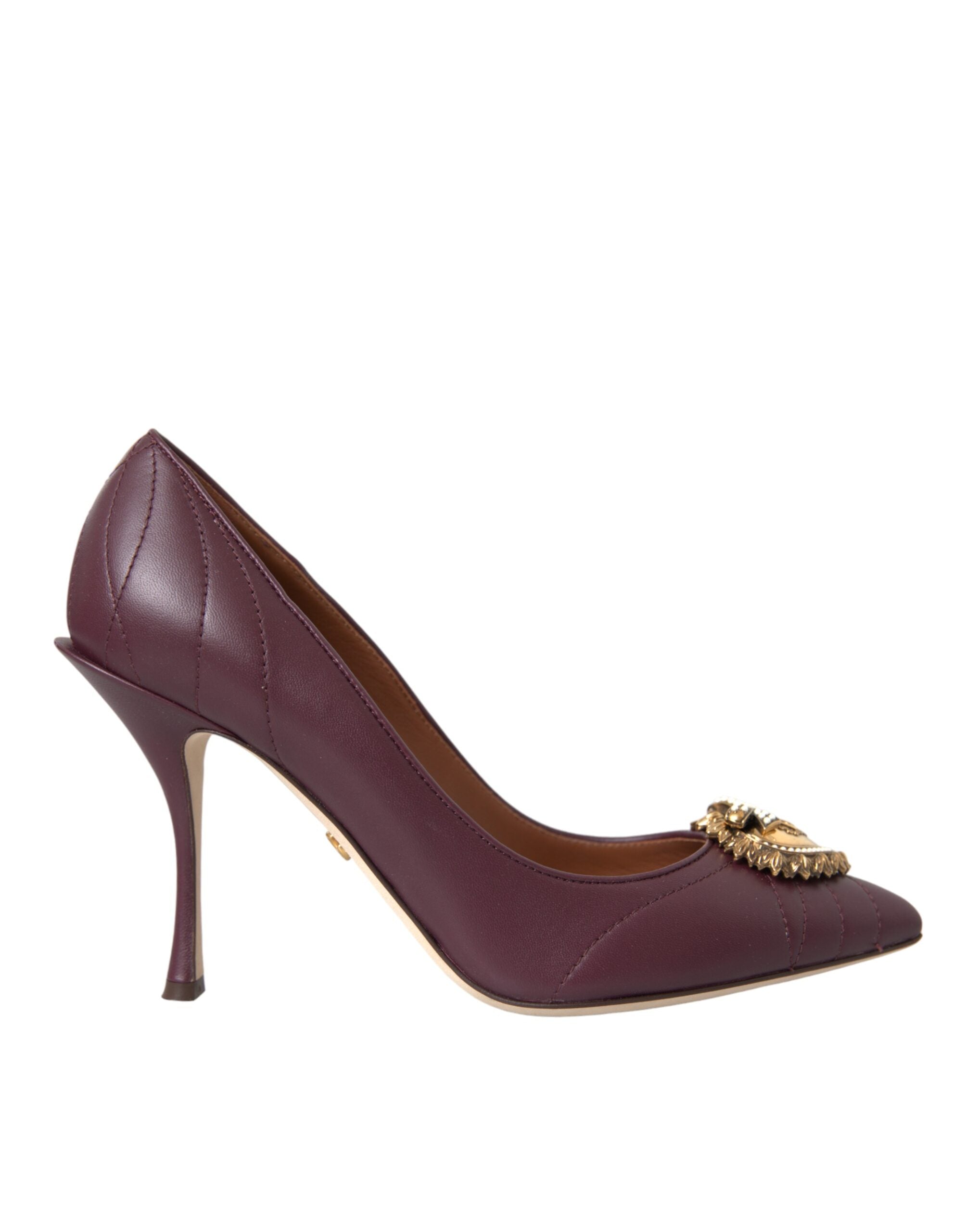 Παπούτσια Dolce & Gabbana Bordeaux Leather Heart DEVOTION Pumps