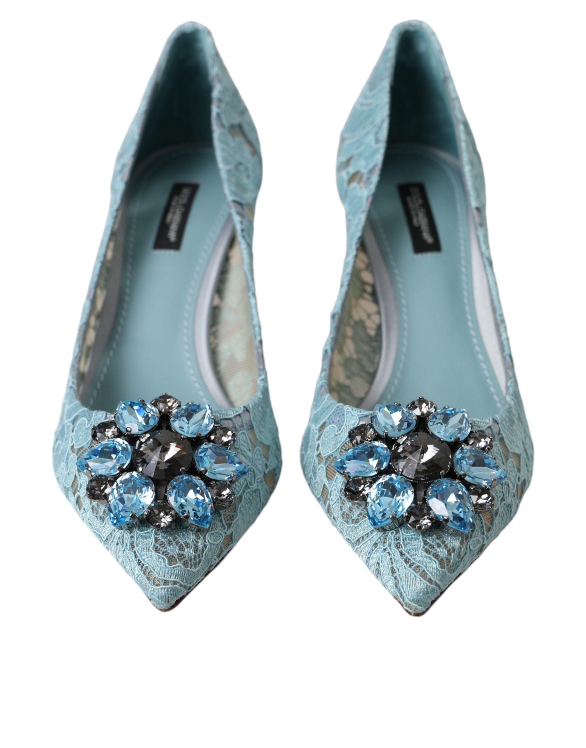 Παπούτσια Dolce & Gabbana Blue Taormina Lace Crystal Heel Pumps