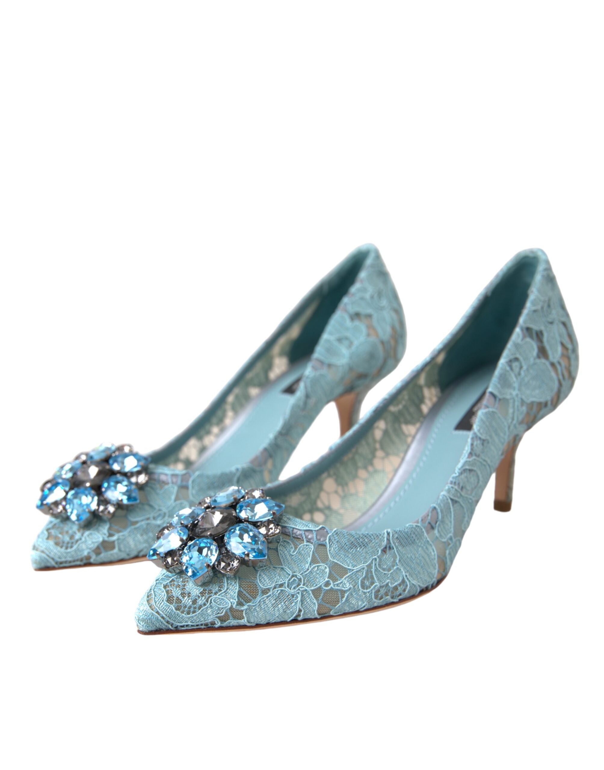 Παπούτσια Dolce & Gabbana Blue Taormina Lace Crystal Heel Pumps