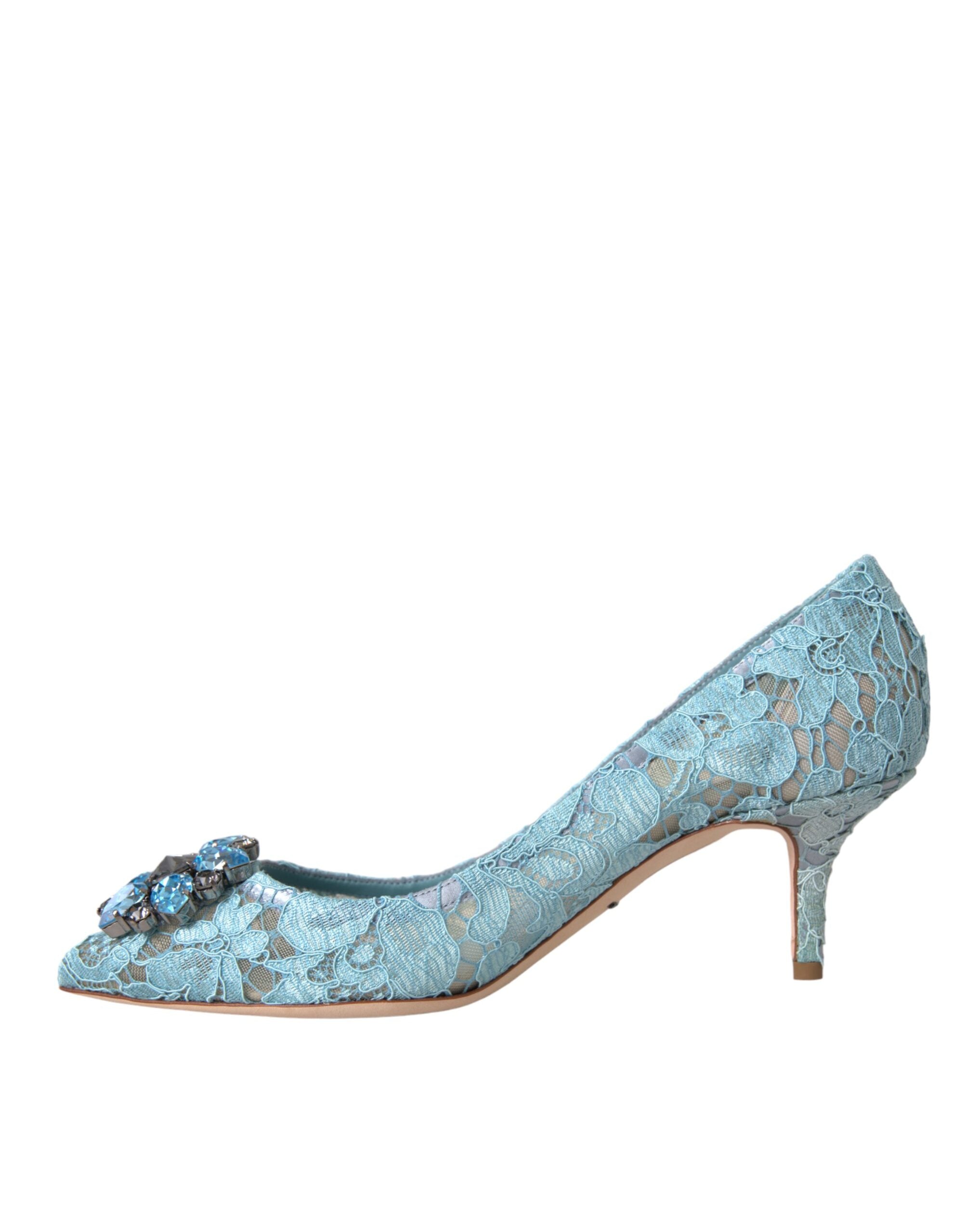 Παπούτσια Dolce & Gabbana Blue Taormina Lace Crystal Heel Pumps