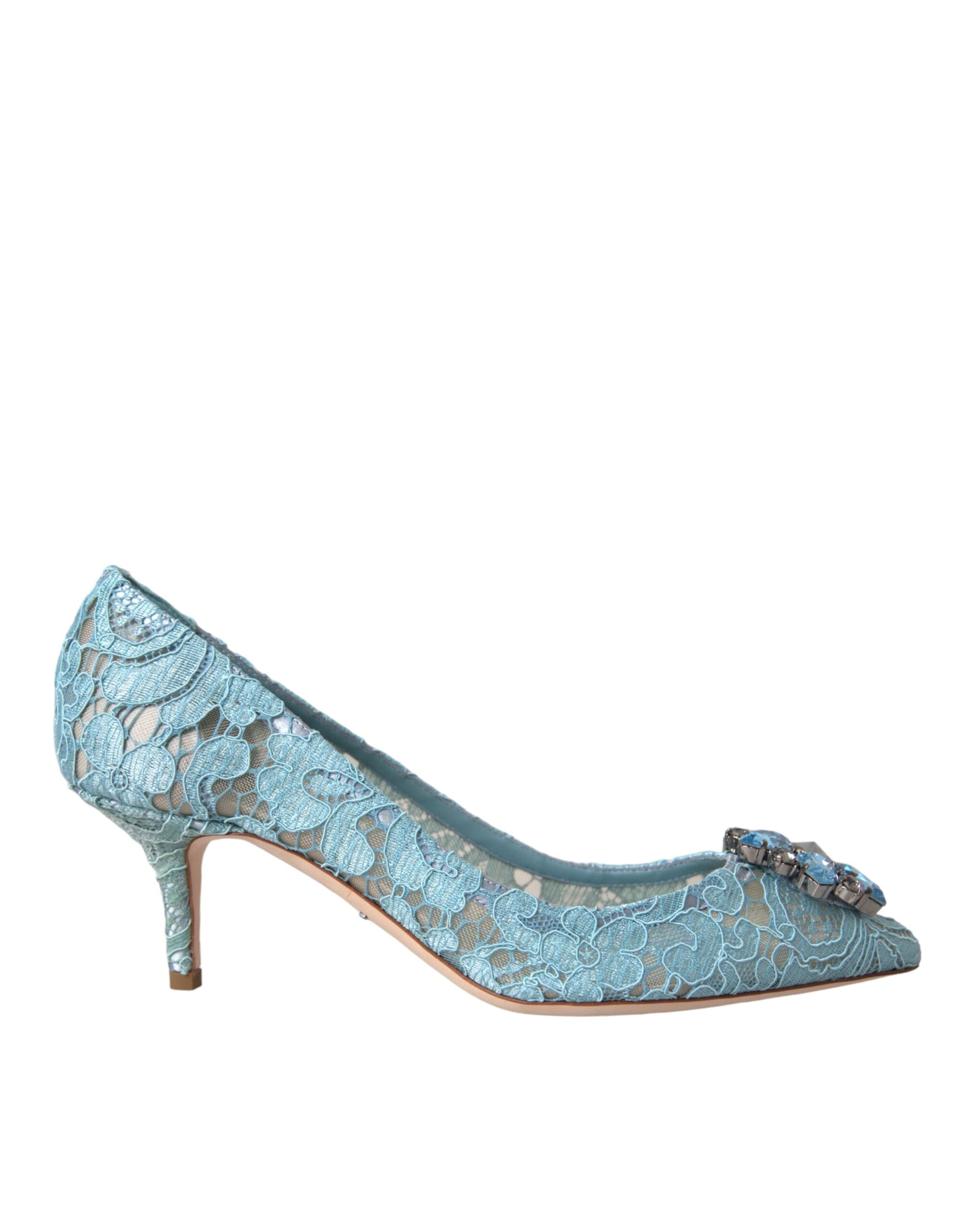 Παπούτσια Dolce & Gabbana Blue Taormina Lace Crystal Heel Pumps