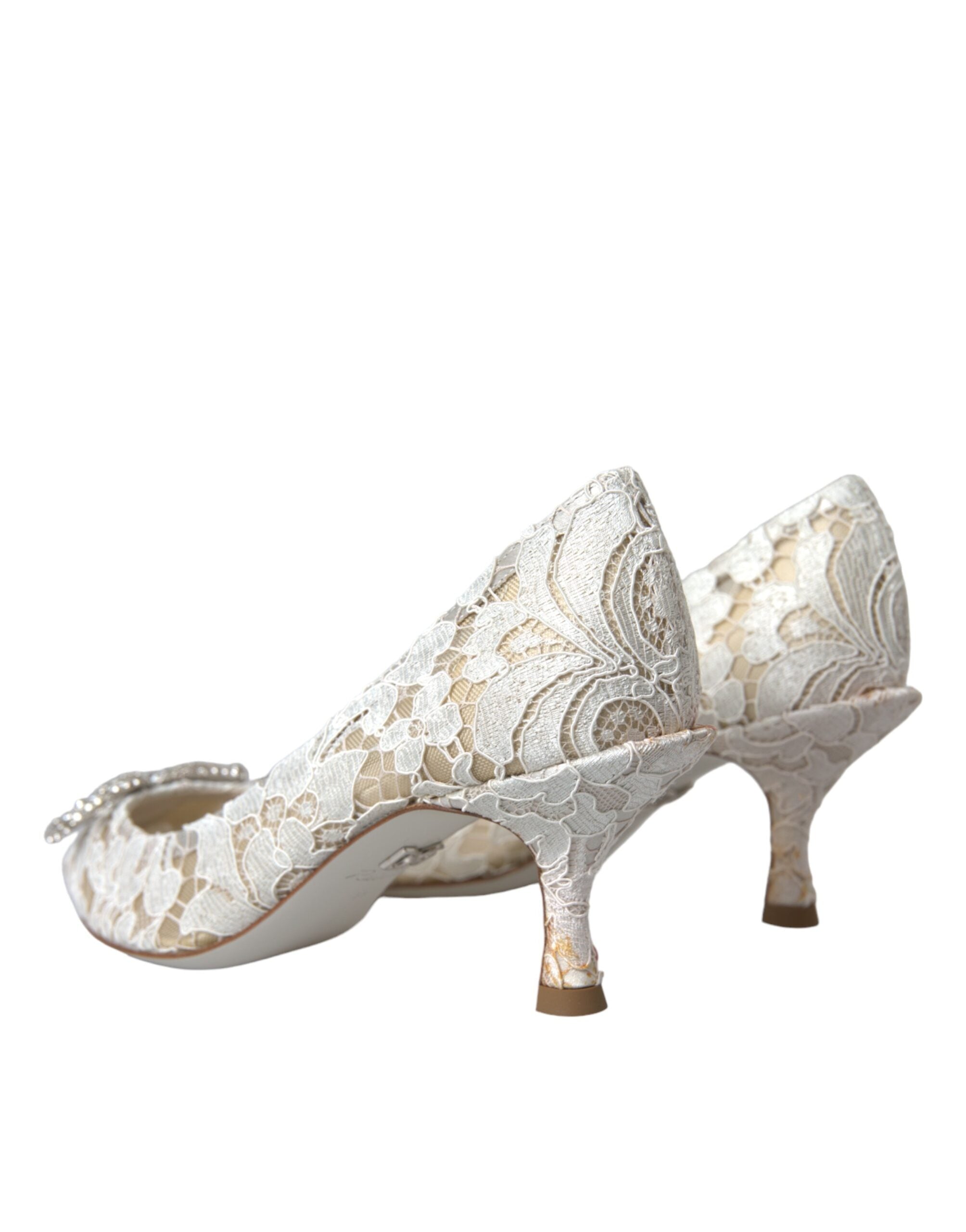 Παπούτσια Dolce & Gabbana White Floral Lace DG Crystal Pumps