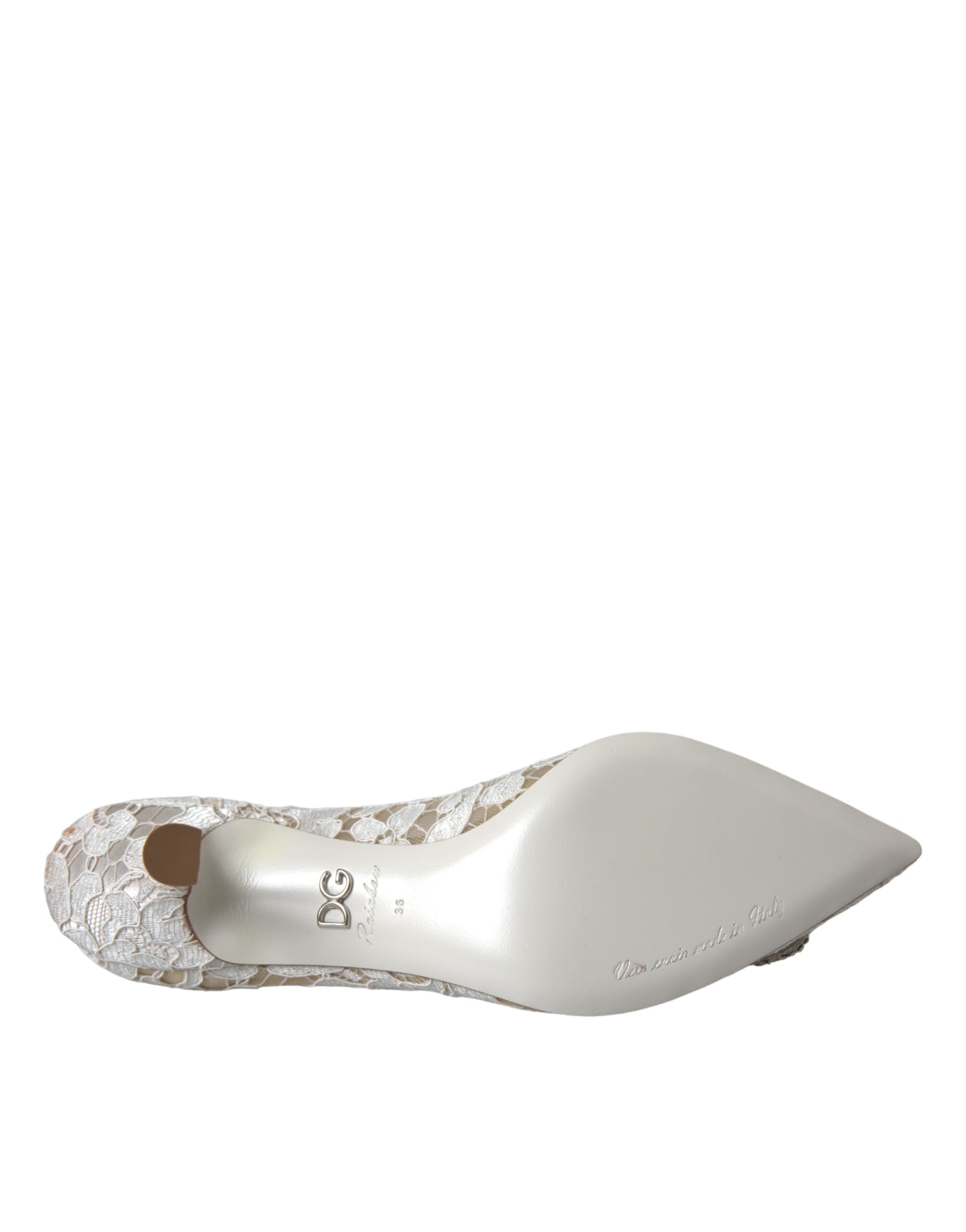 Παπούτσια Dolce & Gabbana White Floral Lace DG Crystal Pumps