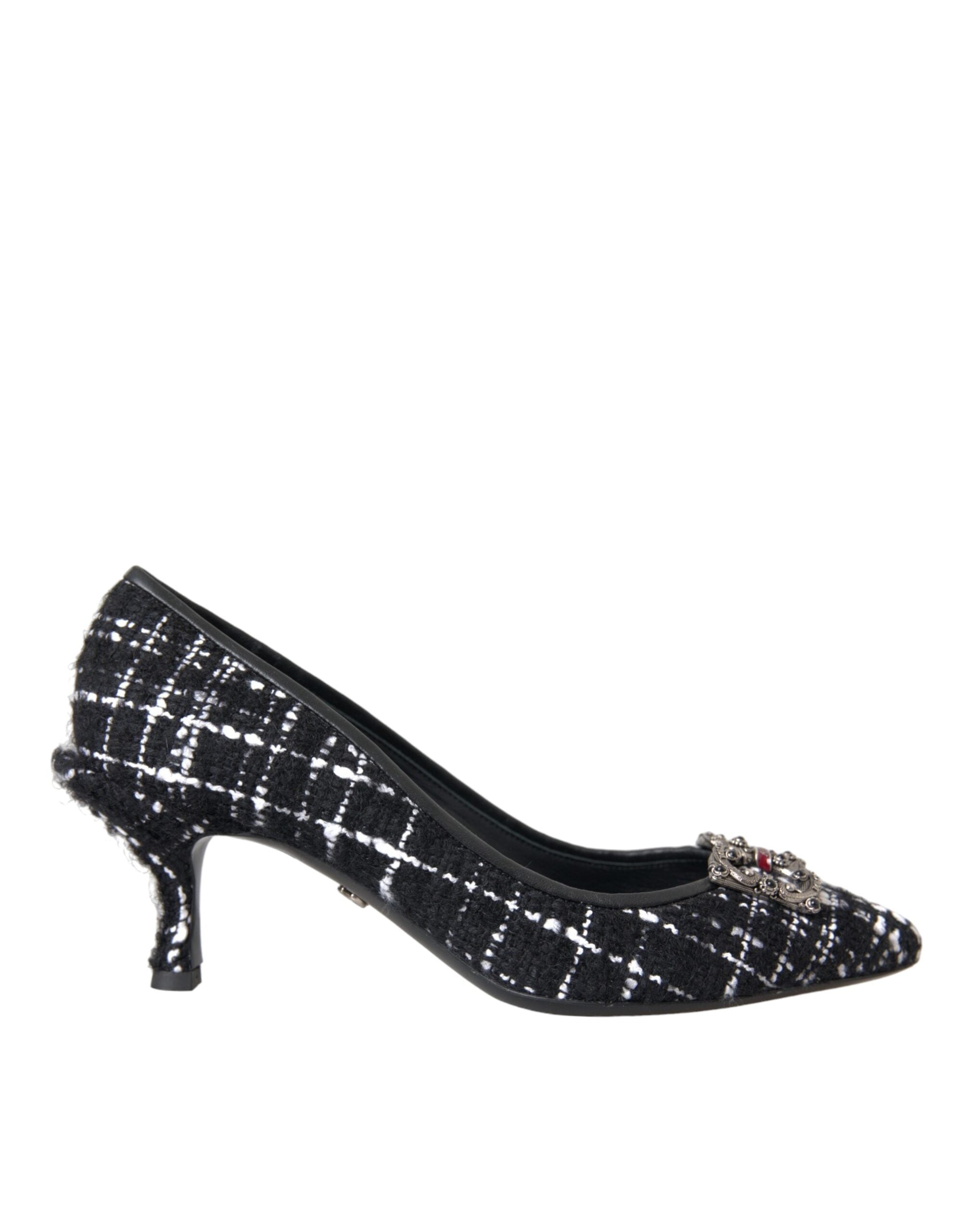 Παπούτσια Dolce & Gabbana Black White Tweed DG Amore Heels Pumps