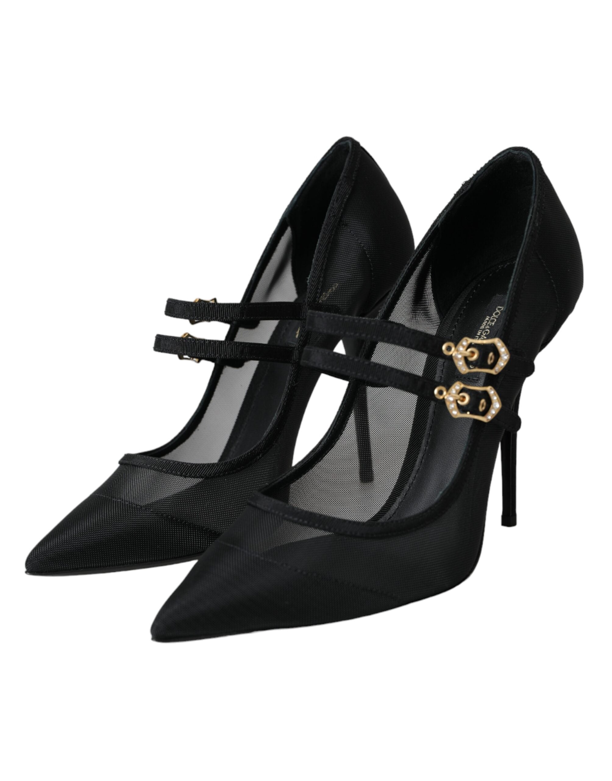 Παπούτσια Dolce & Gabbana Black Mesh Mary Janes Heels Pumps