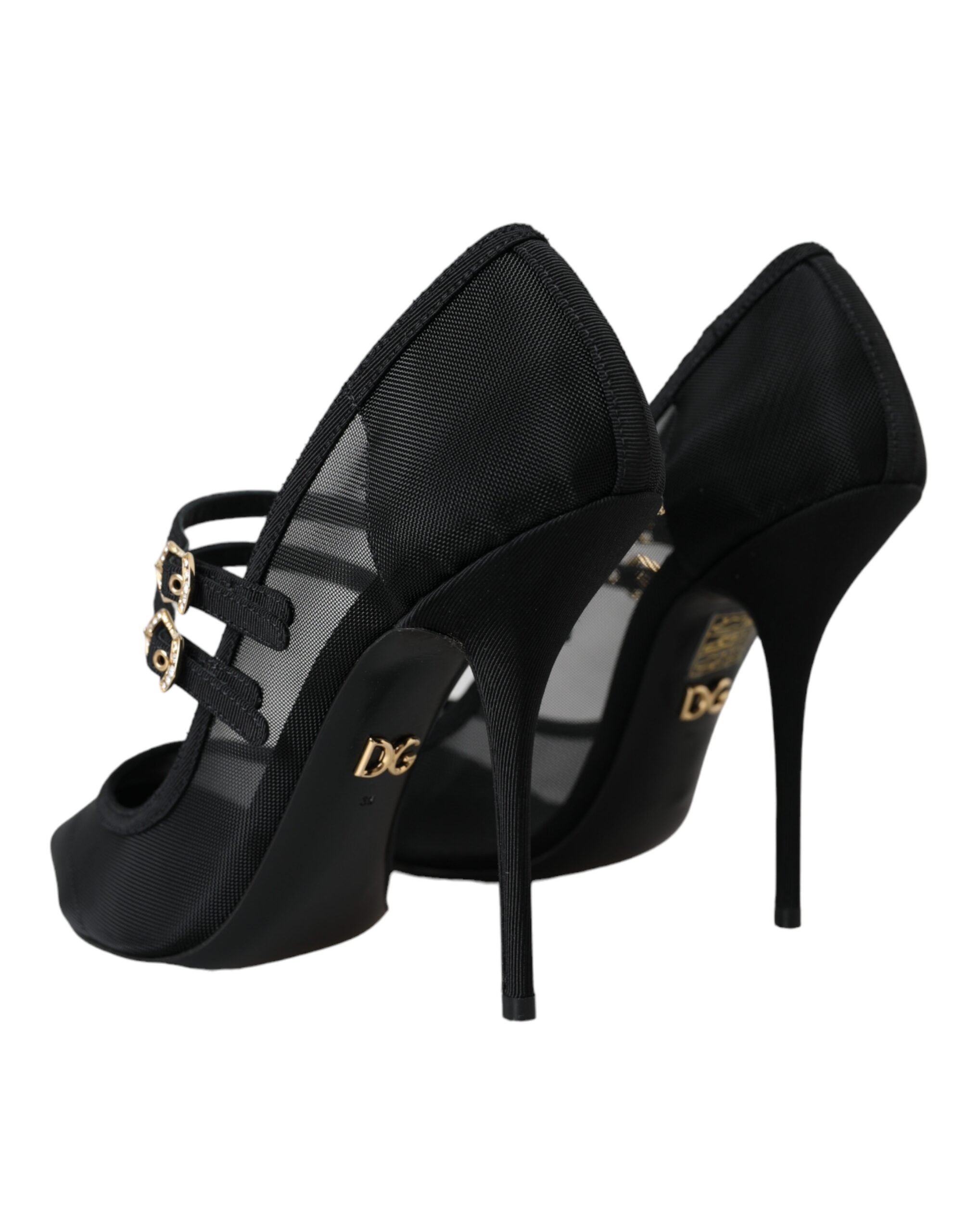 Παπούτσια Dolce & Gabbana Black Mesh Mary Janes Heels Pumps