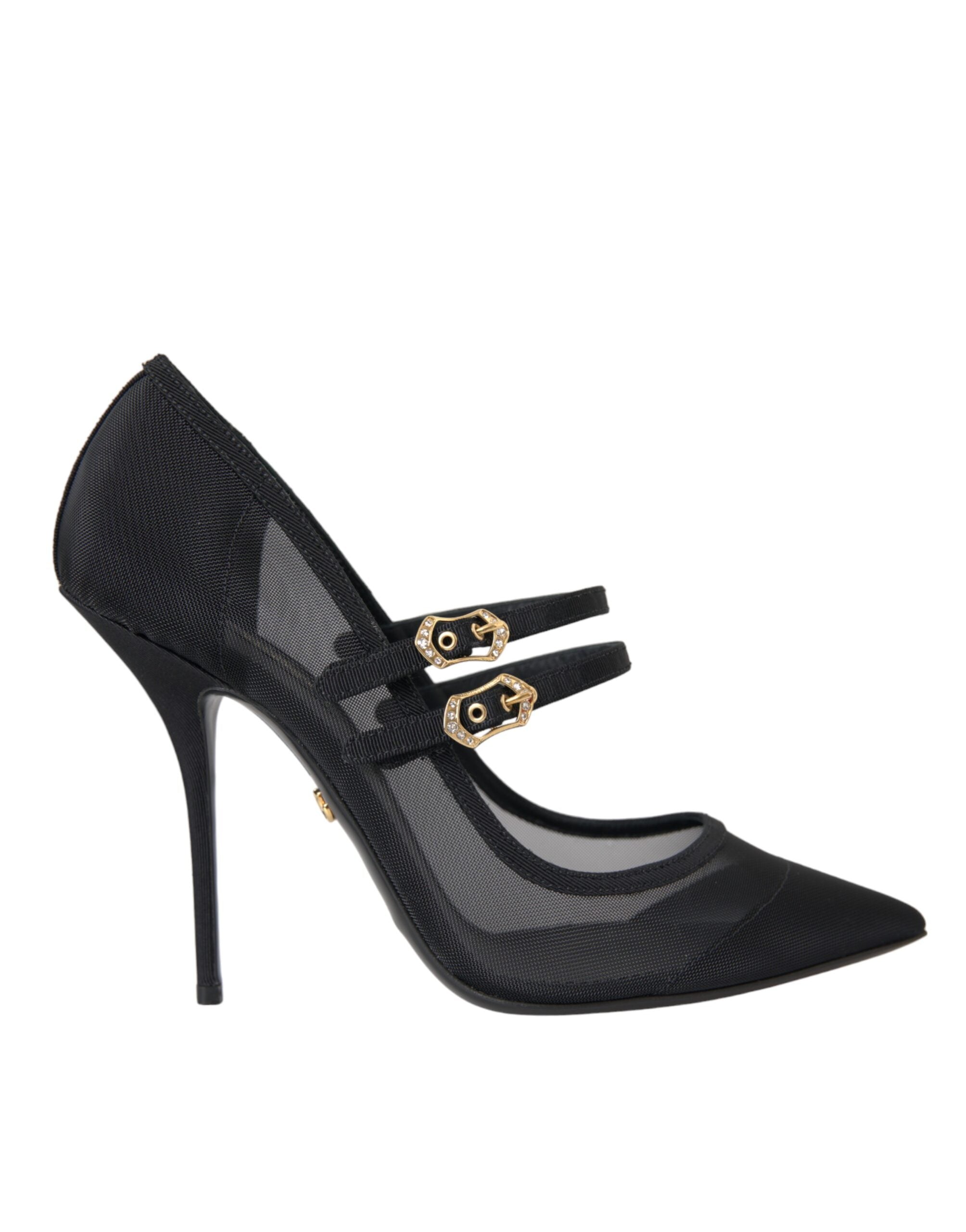 Παπούτσια Dolce & Gabbana Black Mesh Mary Janes Heels Pumps