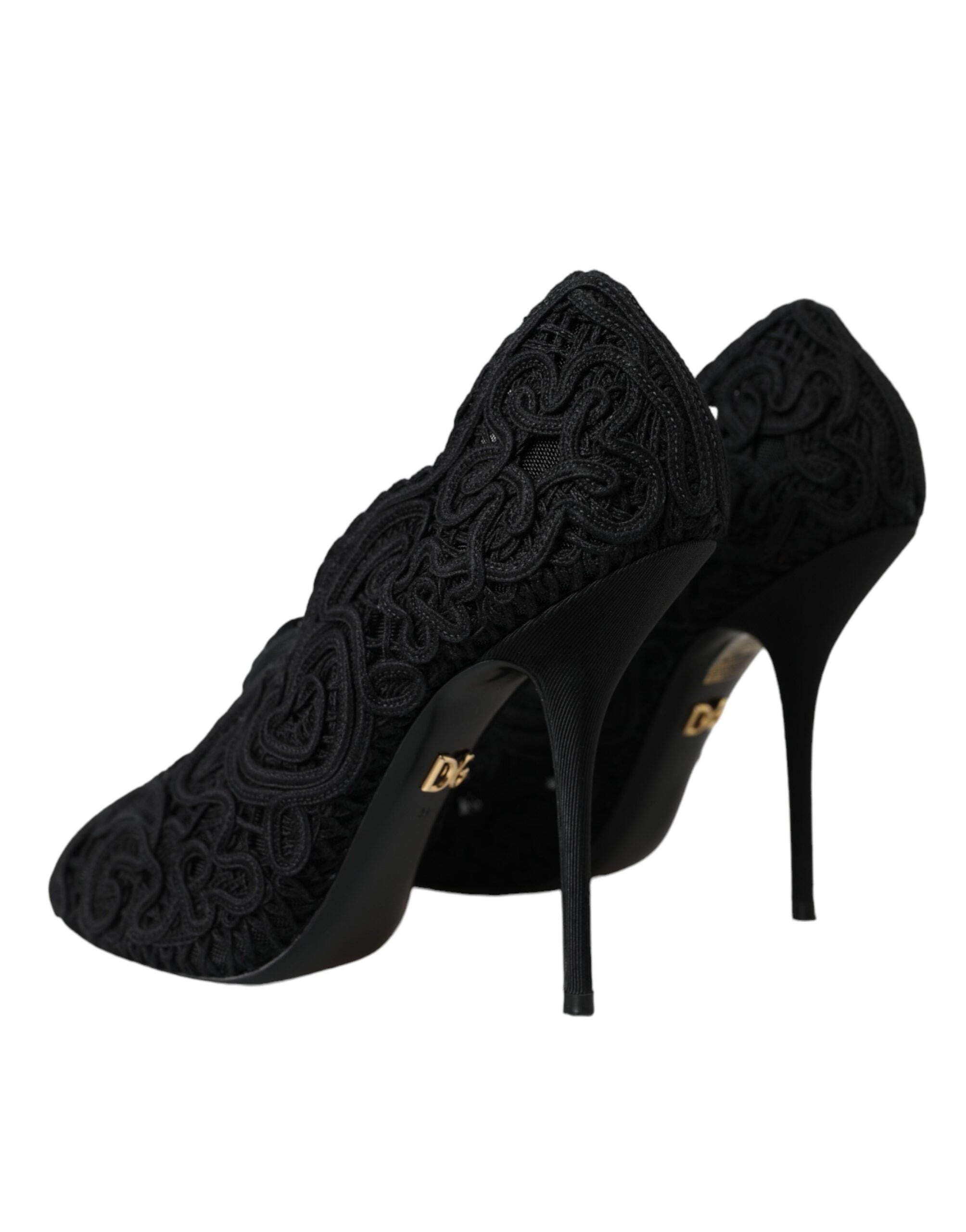 Παπούτσια Dolce & Gabbana Black Cordonetto Ricamo Pump Open Toe