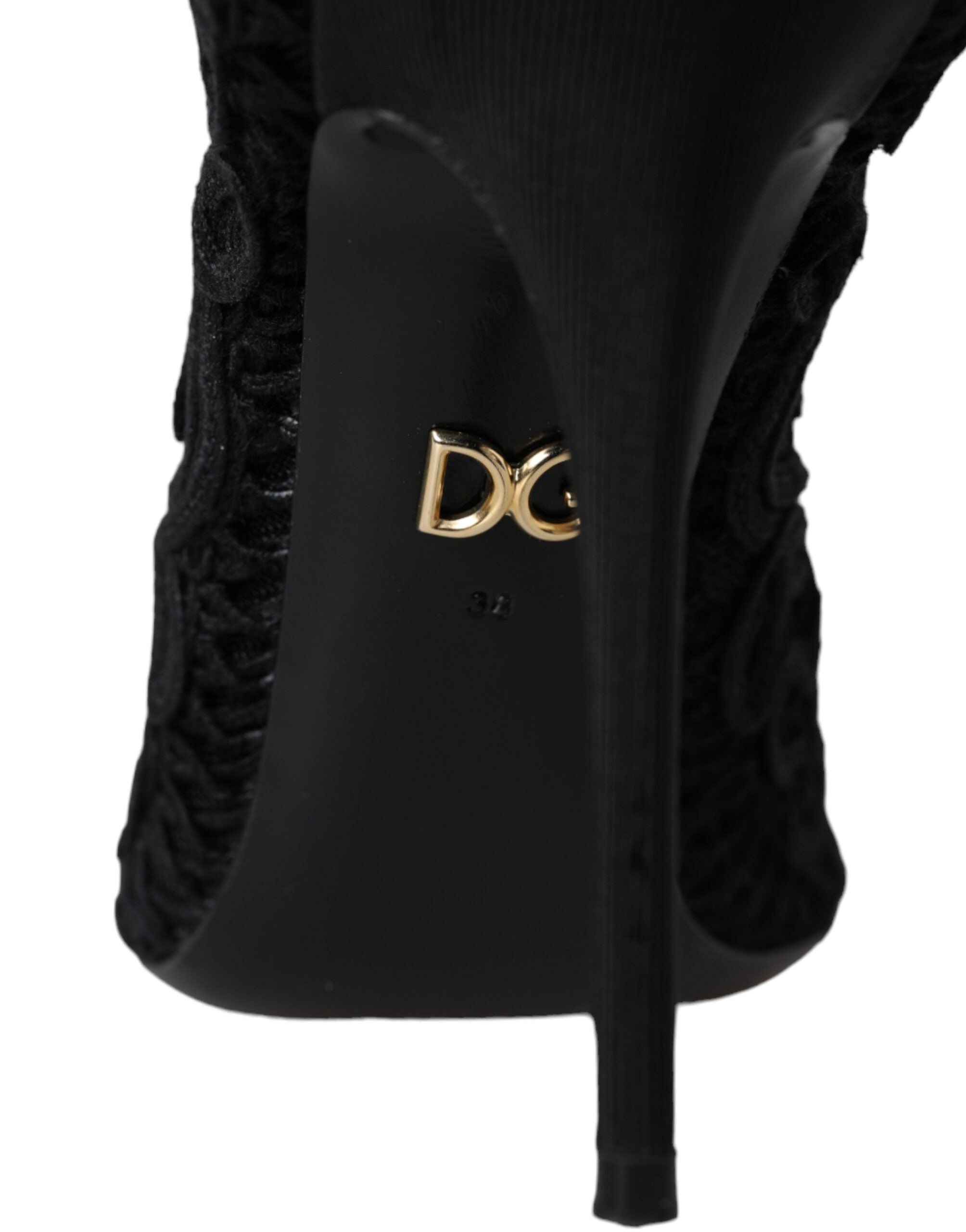 Παπούτσια Dolce & Gabbana Black Cordonetto Ricamo Pump Open Toe