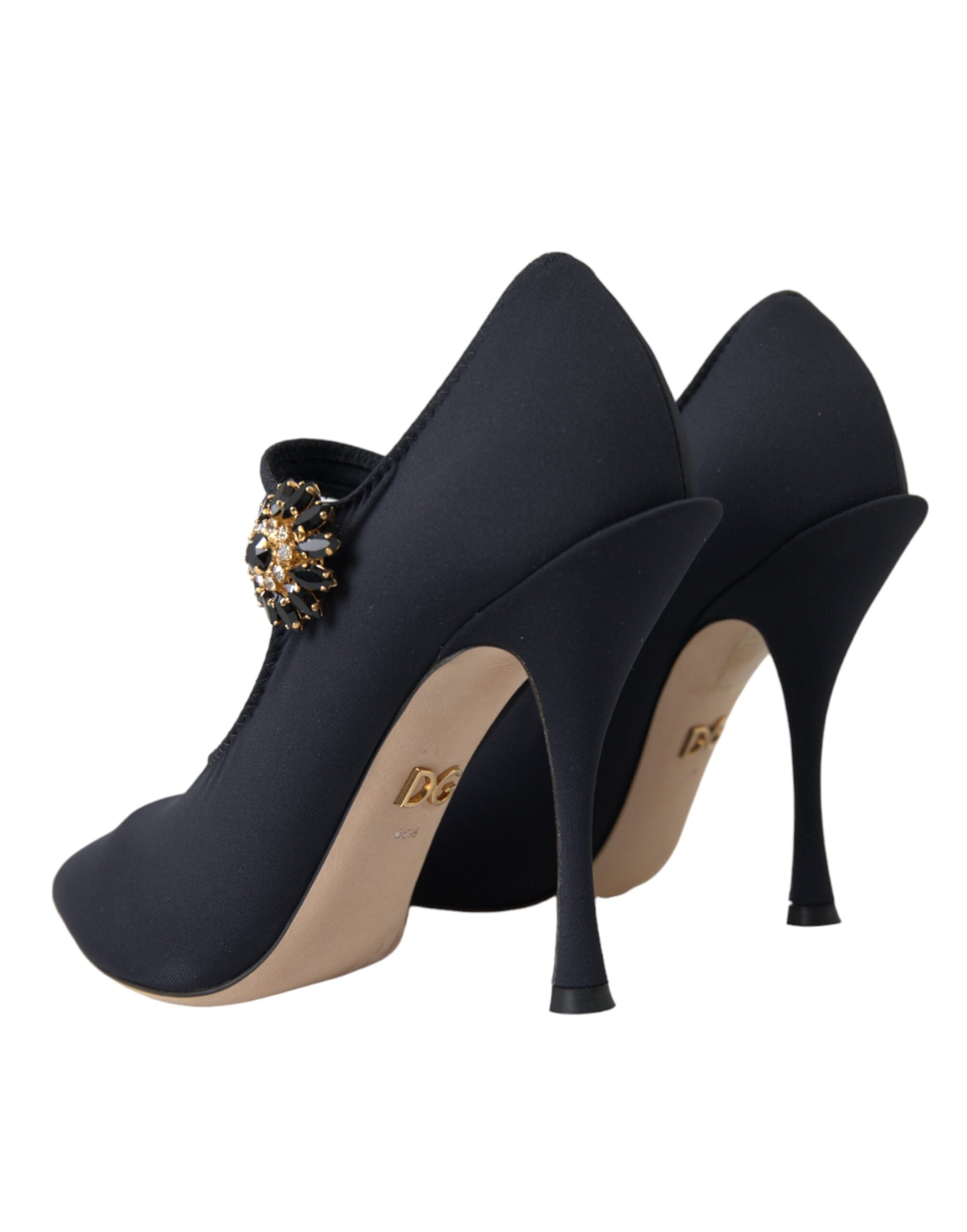 Παπούτσια Dolce & Gabbana Black Mary Jane Jersey Crystal Pumps