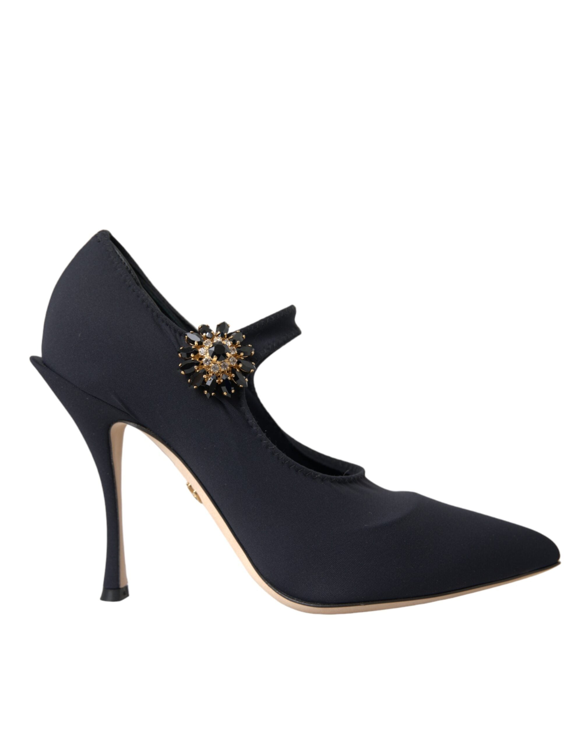 Παπούτσια Dolce & Gabbana Black Mary Jane Jersey Crystal Pumps