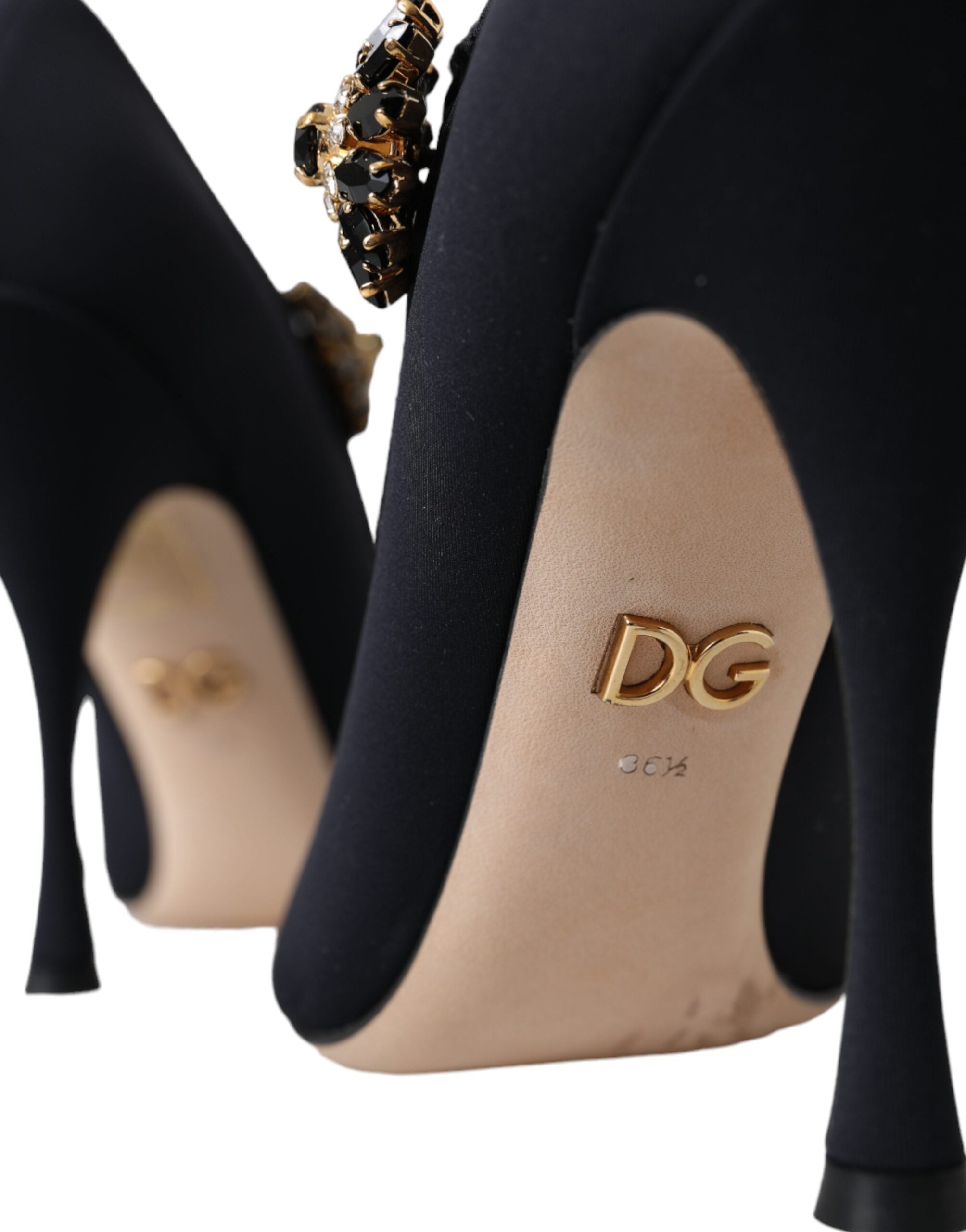 Παπούτσια Dolce & Gabbana Black Mary Jane Jersey Crystal Pumps