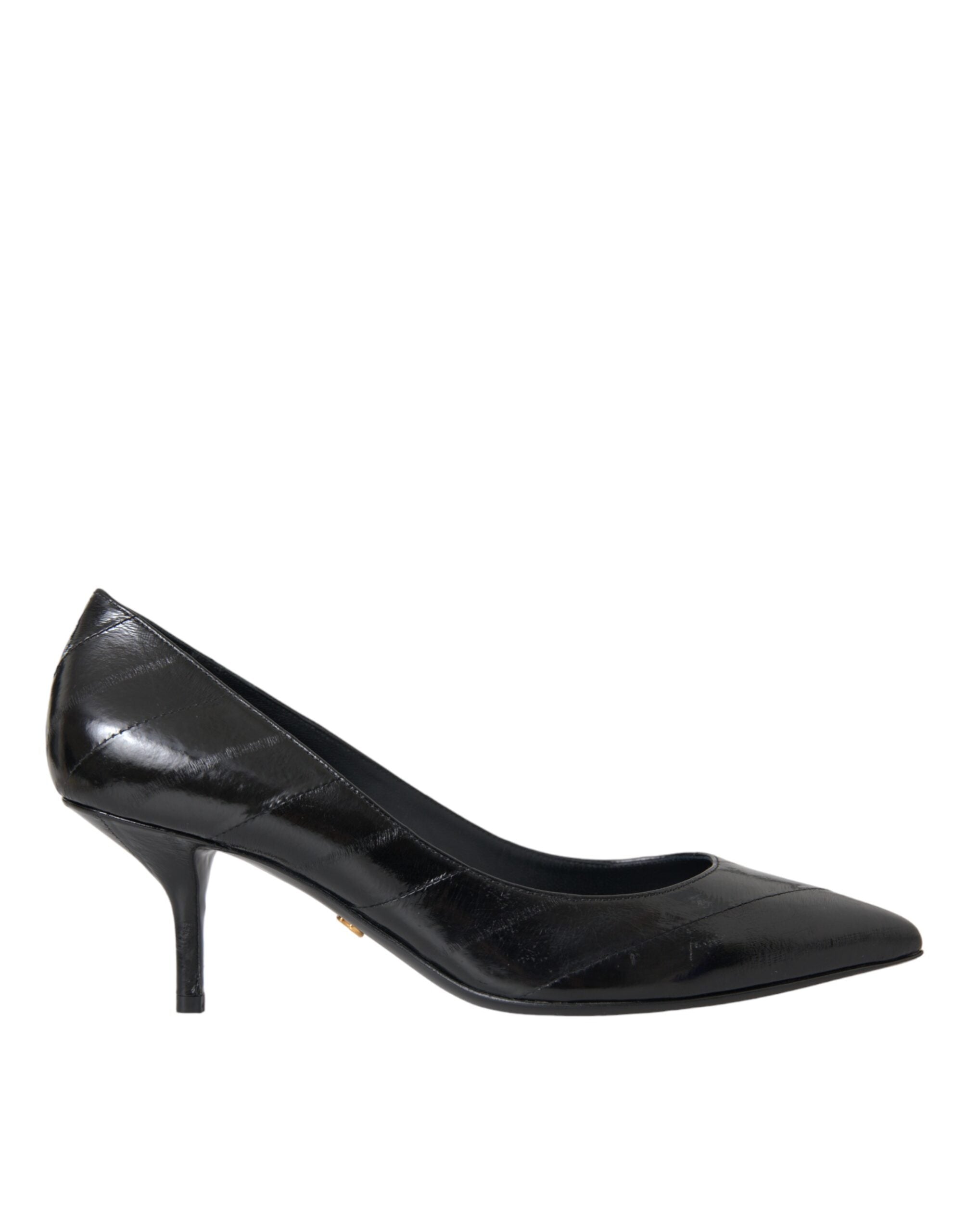 Παπούτσια Dolce & Gabbana Black Eel Leather Kitten Heels Pumps