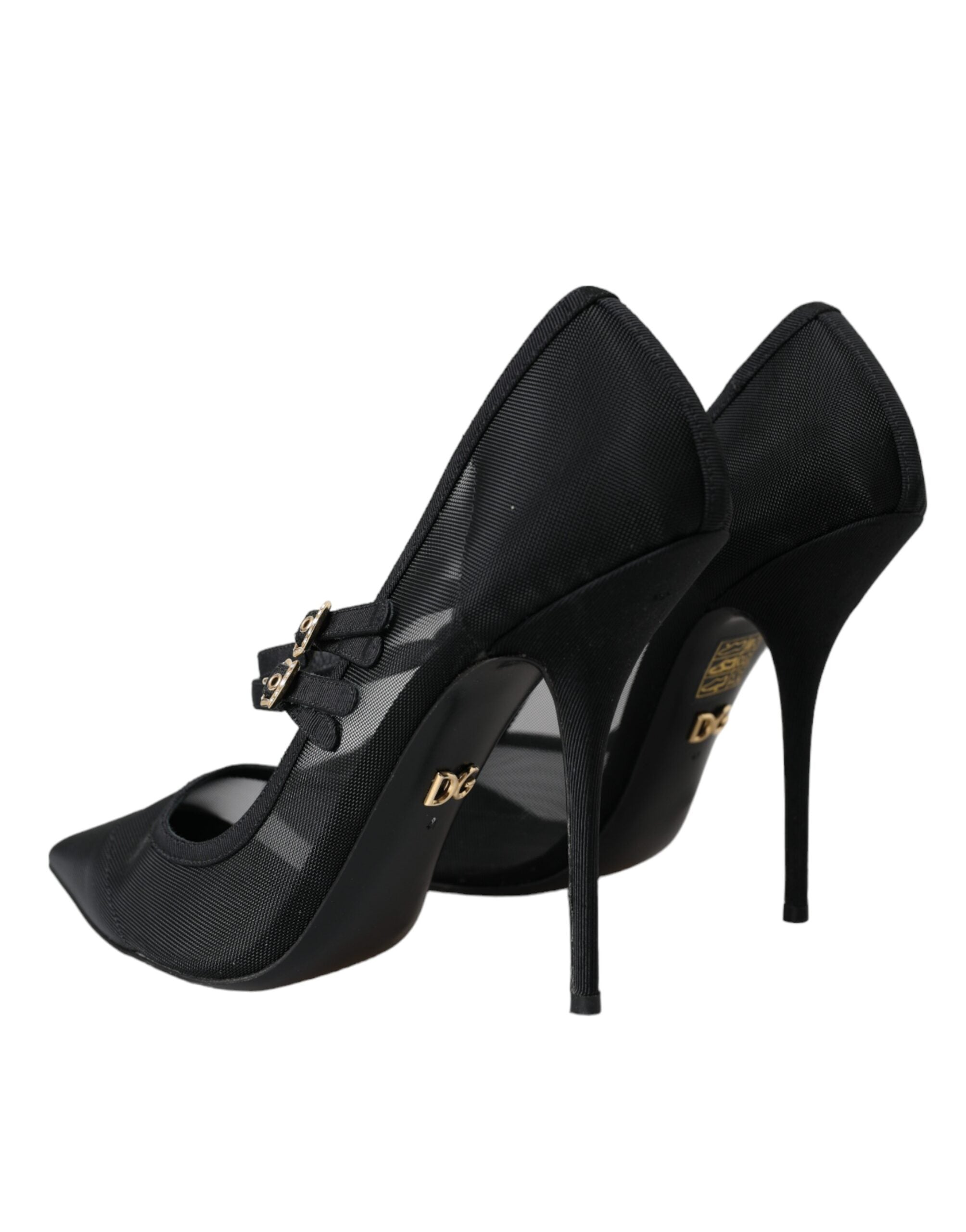 Παπούτσια Dolce & Gabbana Black Mesh Mary Janes Heels Pumps