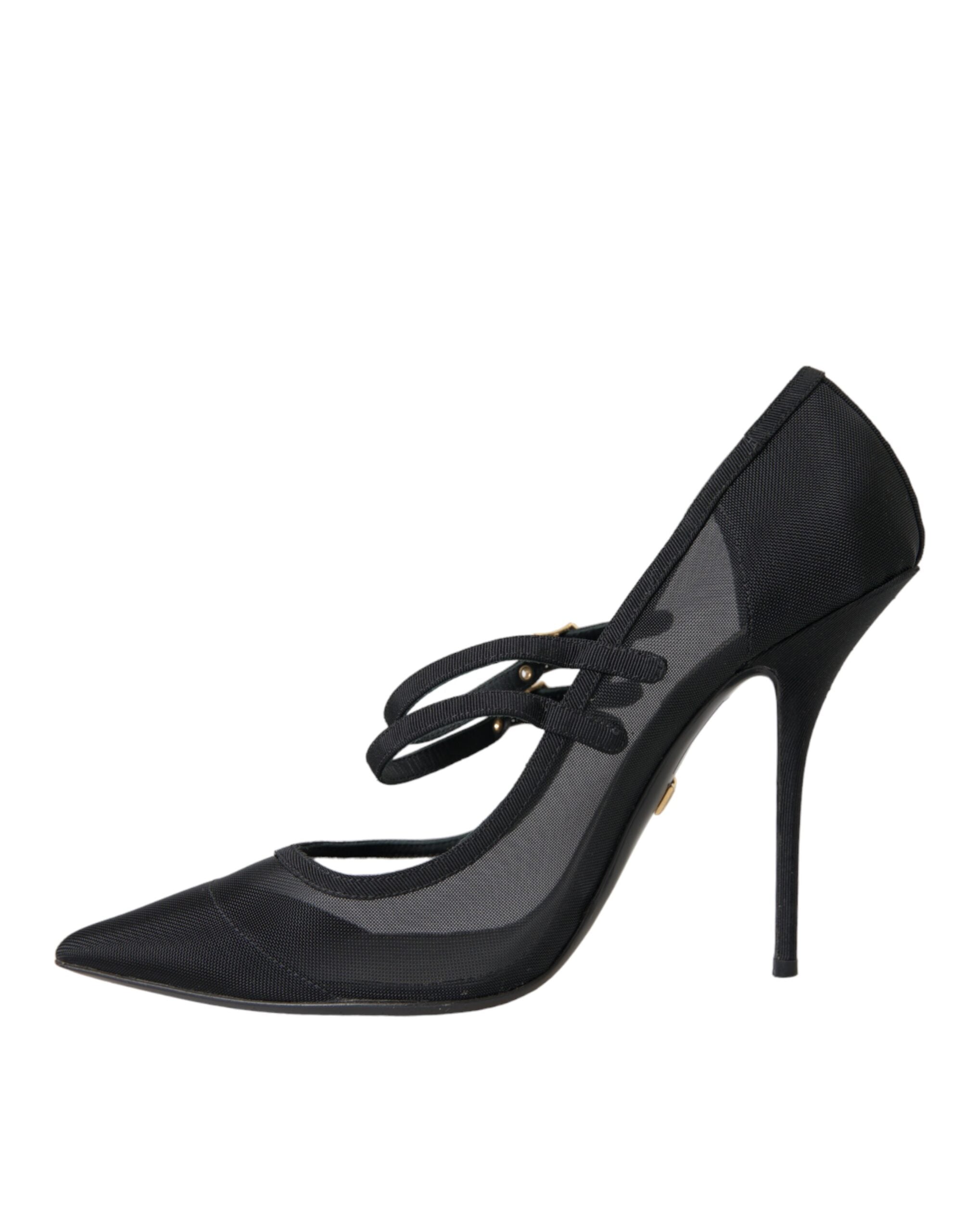 Παπούτσια Dolce & Gabbana Black Mesh Mary Janes Heels Pumps