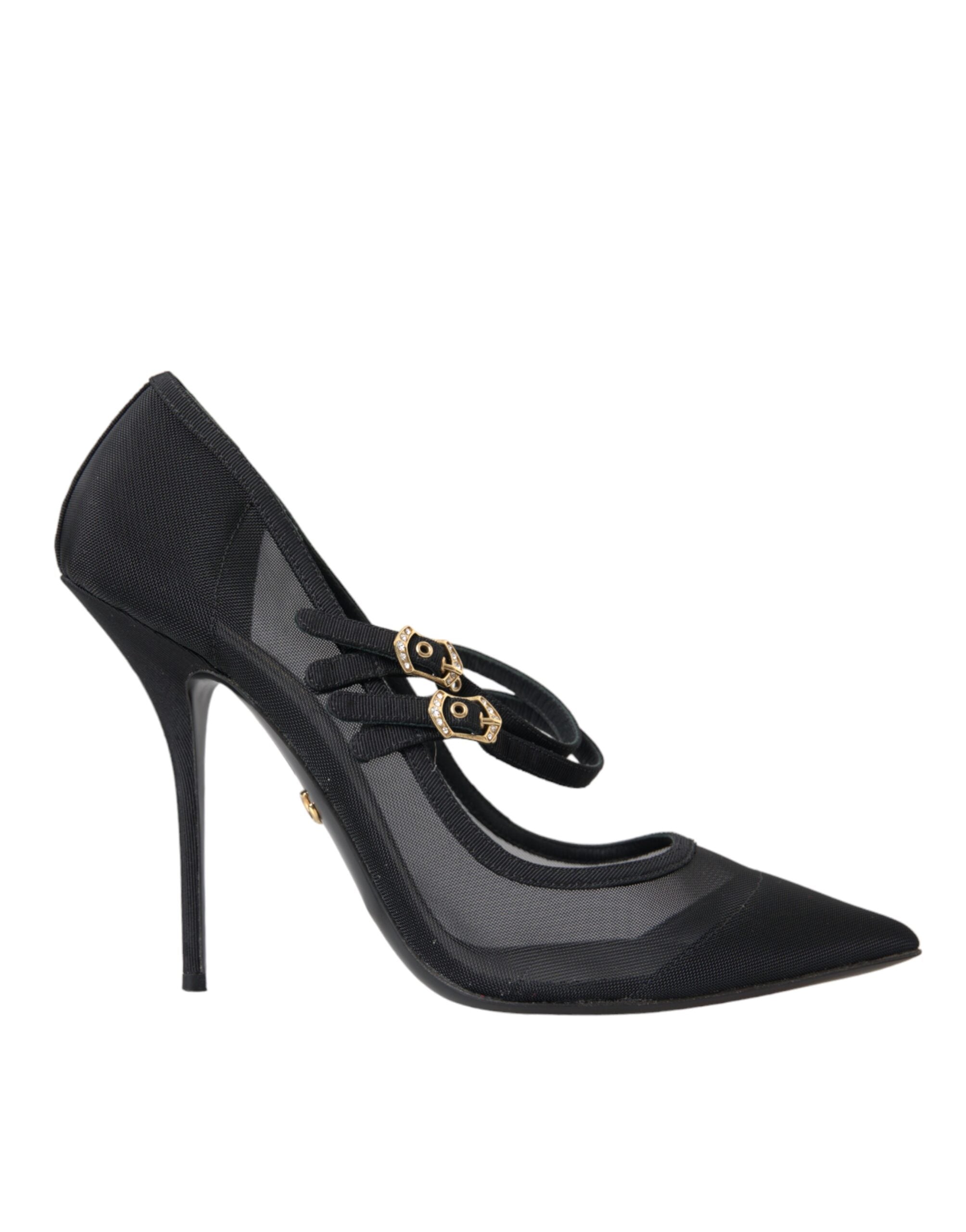 Παπούτσια Dolce & Gabbana Black Mesh Mary Janes Heels Pumps