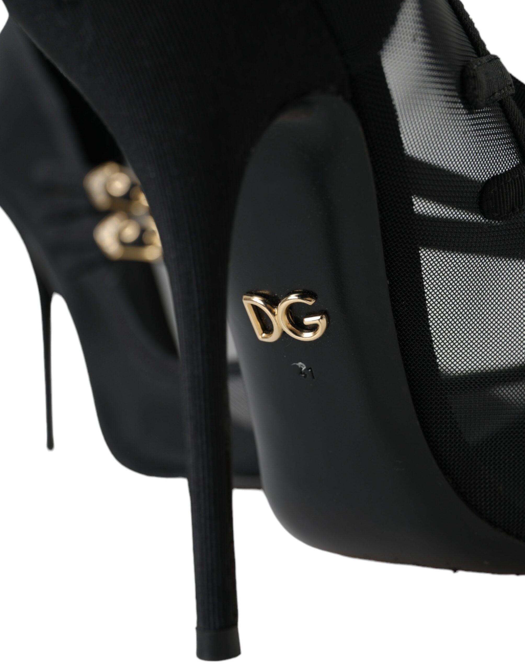 Παπούτσια Dolce & Gabbana Black Mesh Mary Janes Heels Pumps