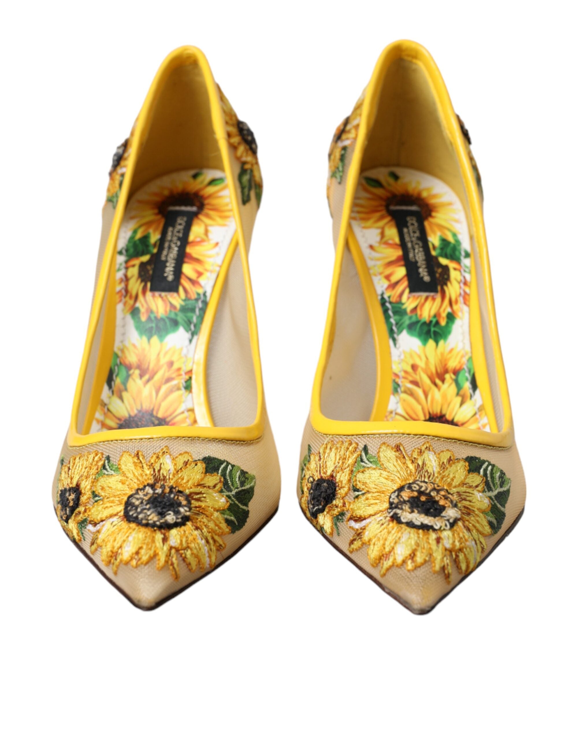 Παπούτσια Dolce & Gabbana Yellow Sunflower Mesh Heels Pumps