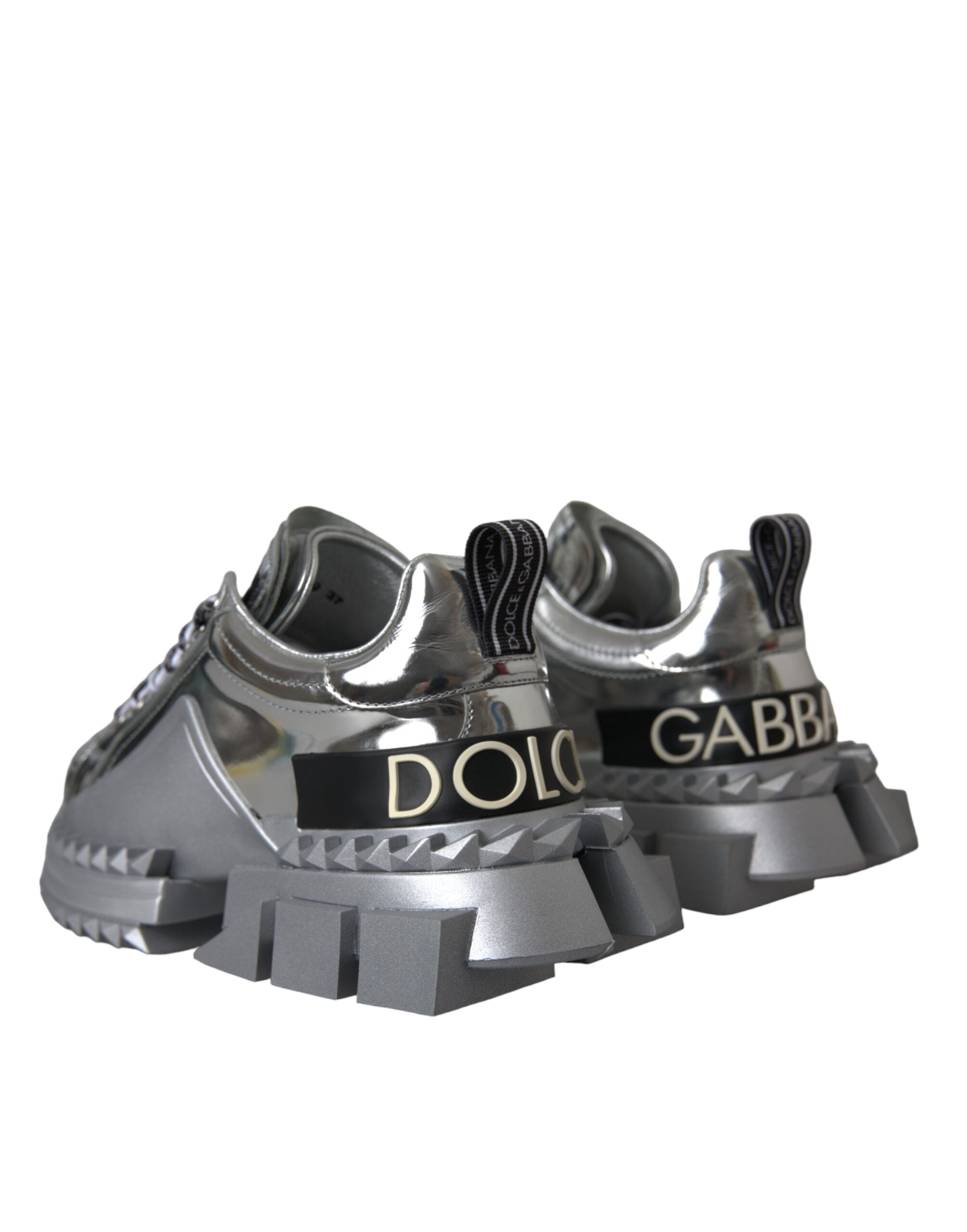 Παπούτσια Dolce & Gabbana Silver Leather Super Queen Sneakers