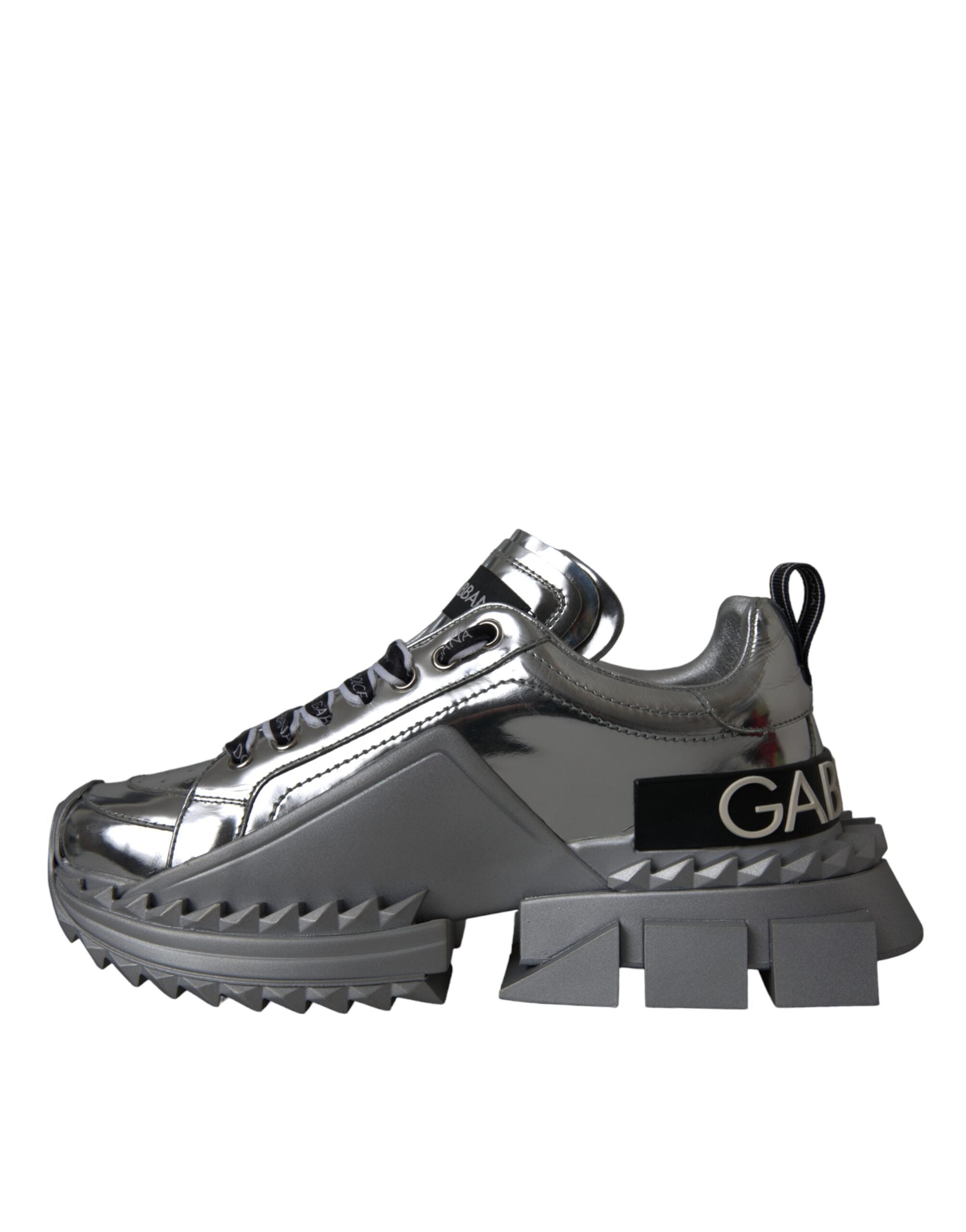 Παπούτσια Dolce & Gabbana Silver Leather Super Queen Sneakers