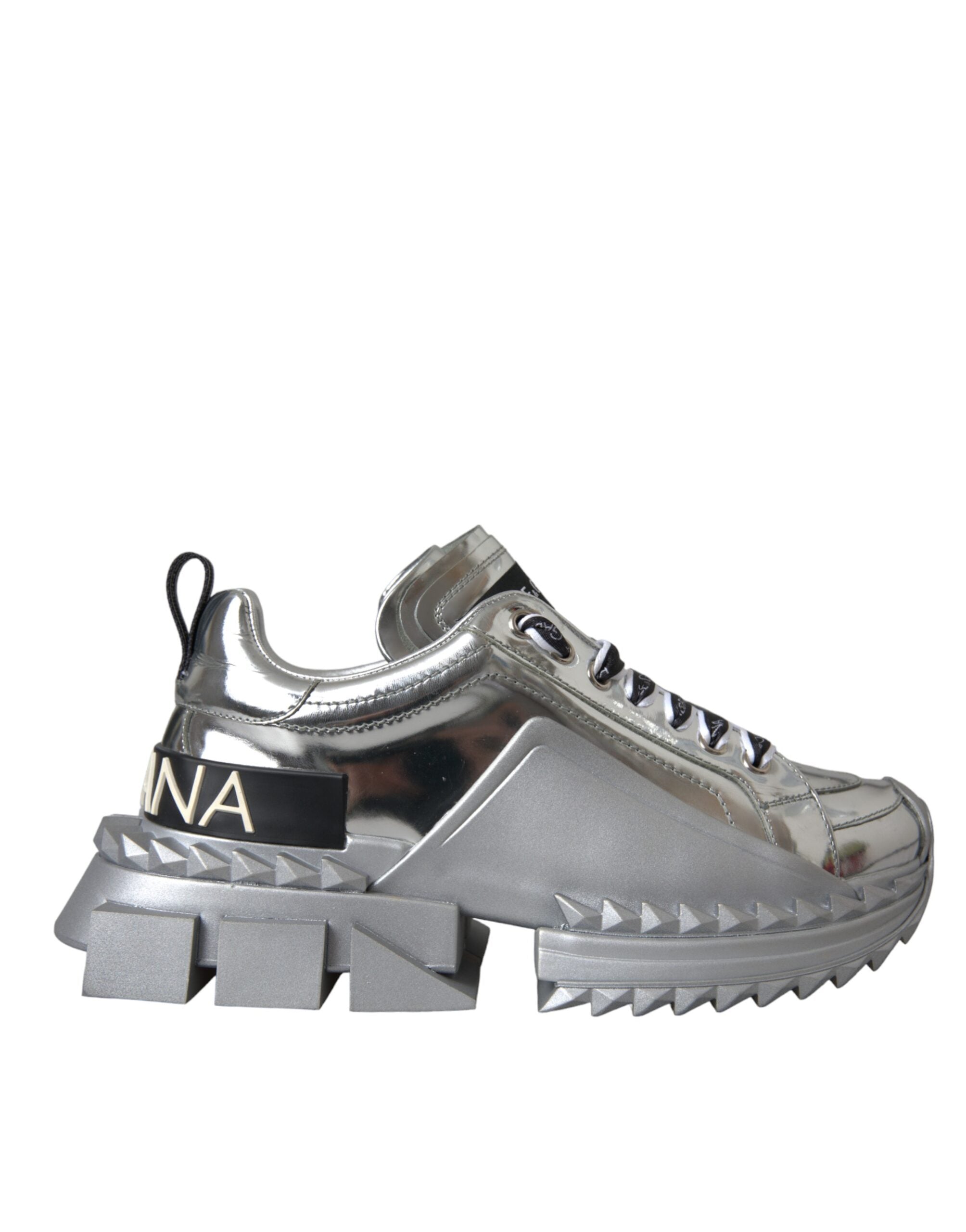 Παπούτσια Dolce & Gabbana Silver Leather Super Queen Sneakers