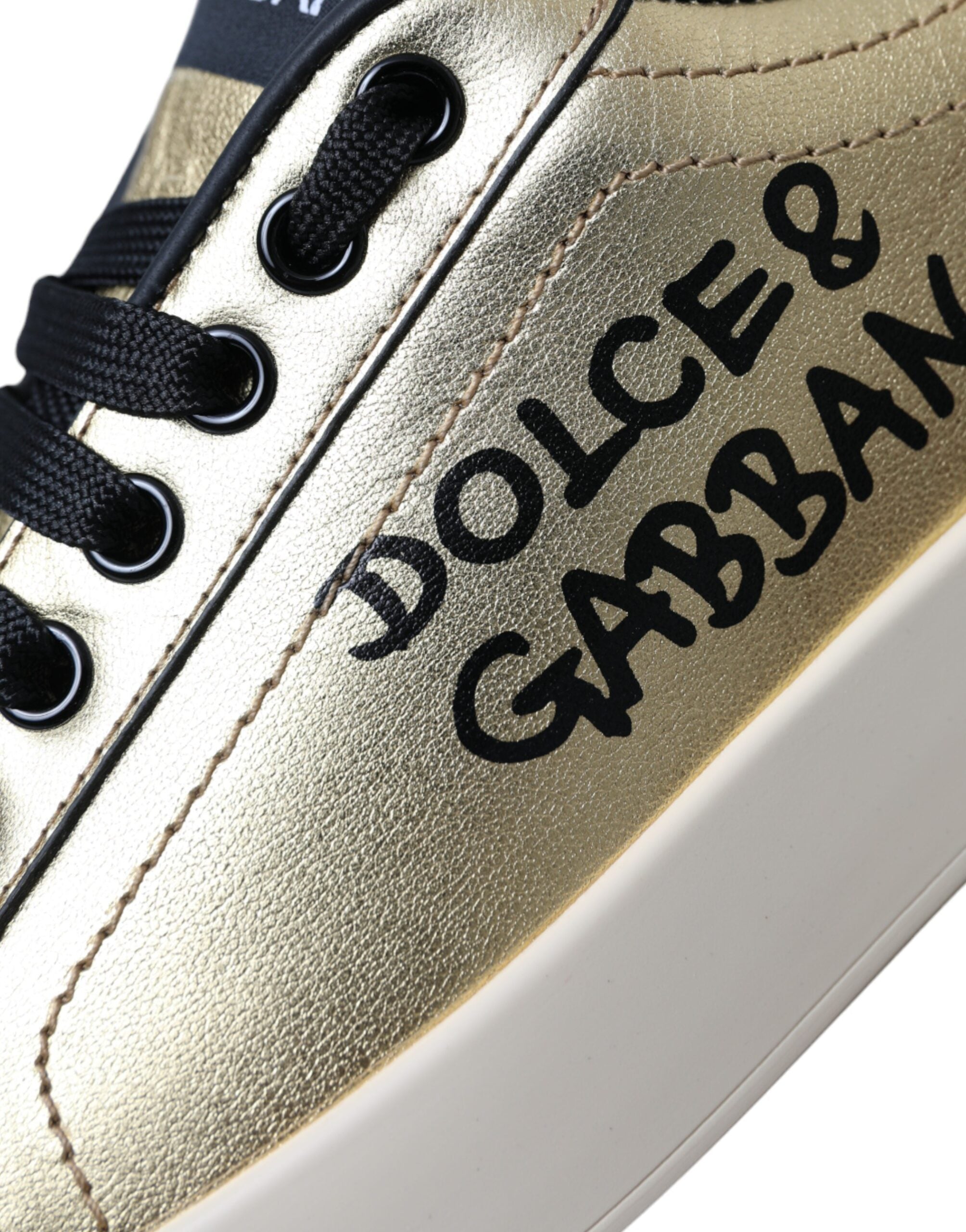 Dolce & Gabbana Gold Portofino Calf Δερμάτινα Αθλητικά Γυναικεία Παπούτσια