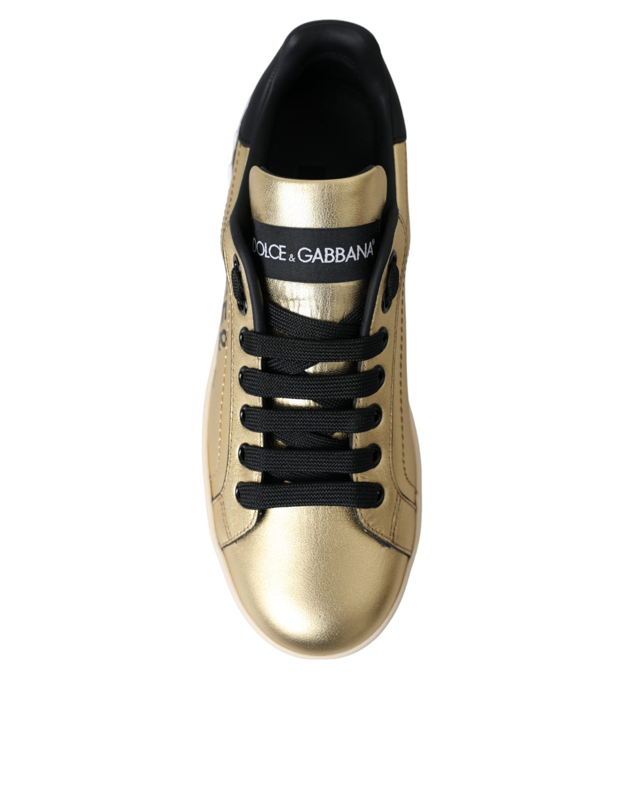 Dolce & Gabbana Gold Portofino Calf Δερμάτινα Αθλητικά Γυναικεία Παπούτσια