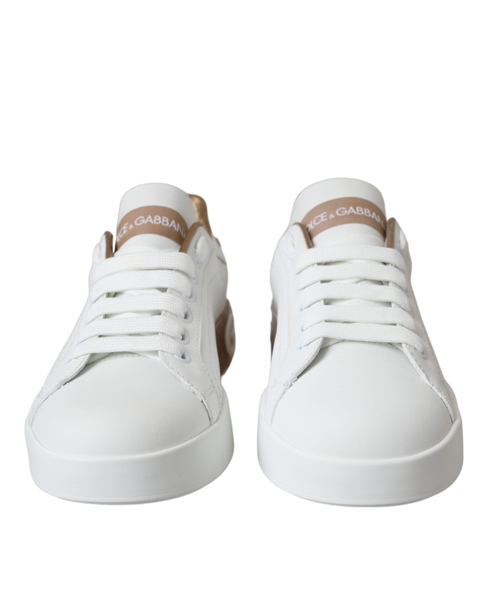 Dolce & Gabbana White Portofino Leather Logo Sneaker Shoes