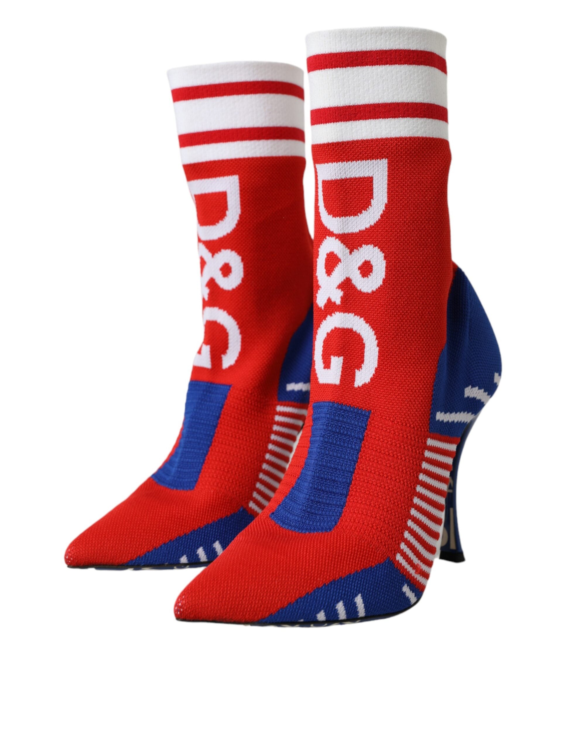 Παπούτσια με λογότυπο με κοντές μπότες Dolce & Gabbana Red Blue Stretch κάλτσες