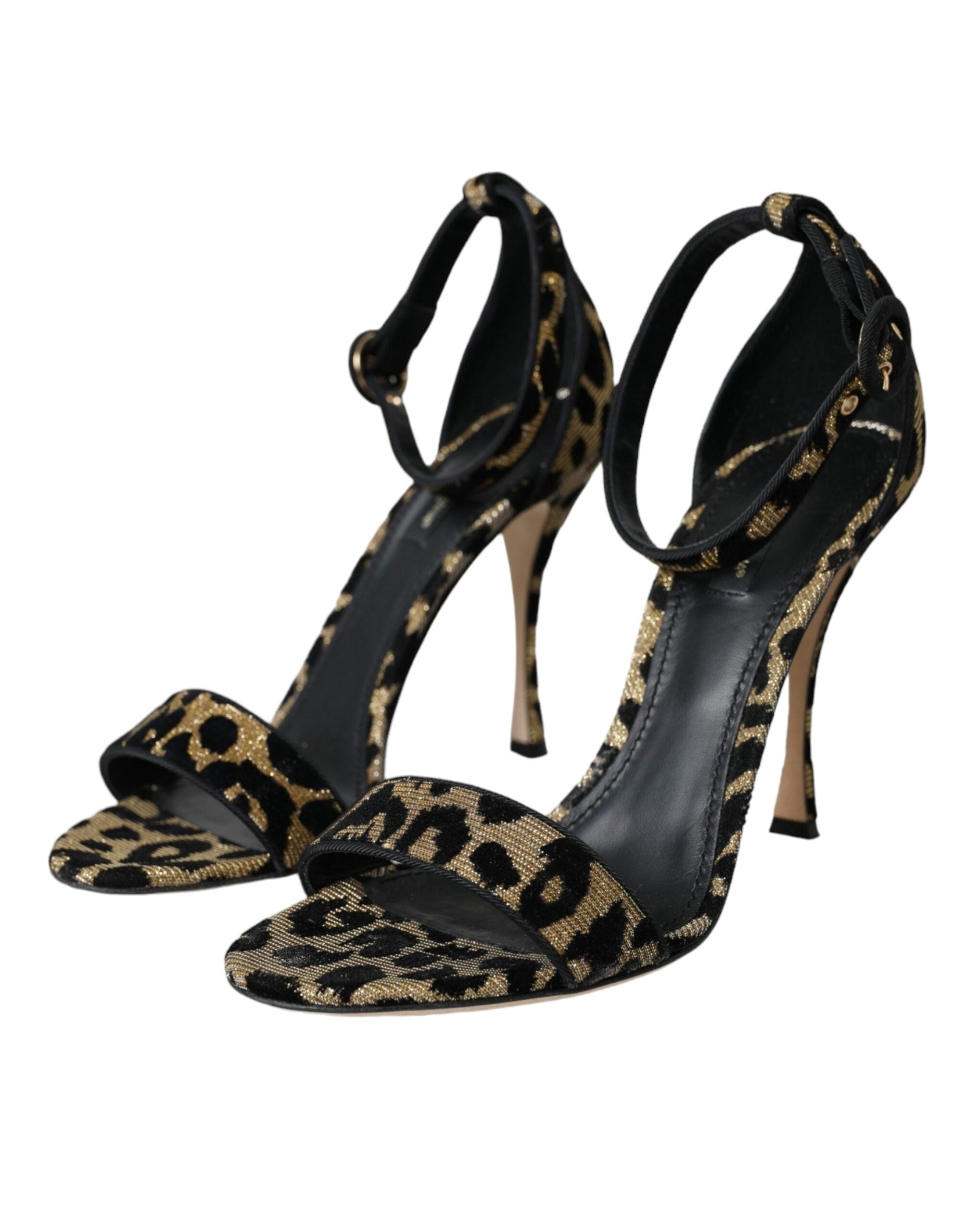 Παπούτσια Dolce & Gabbana Gold Leopard Lurex ψηλοτάκουνα σανδάλια