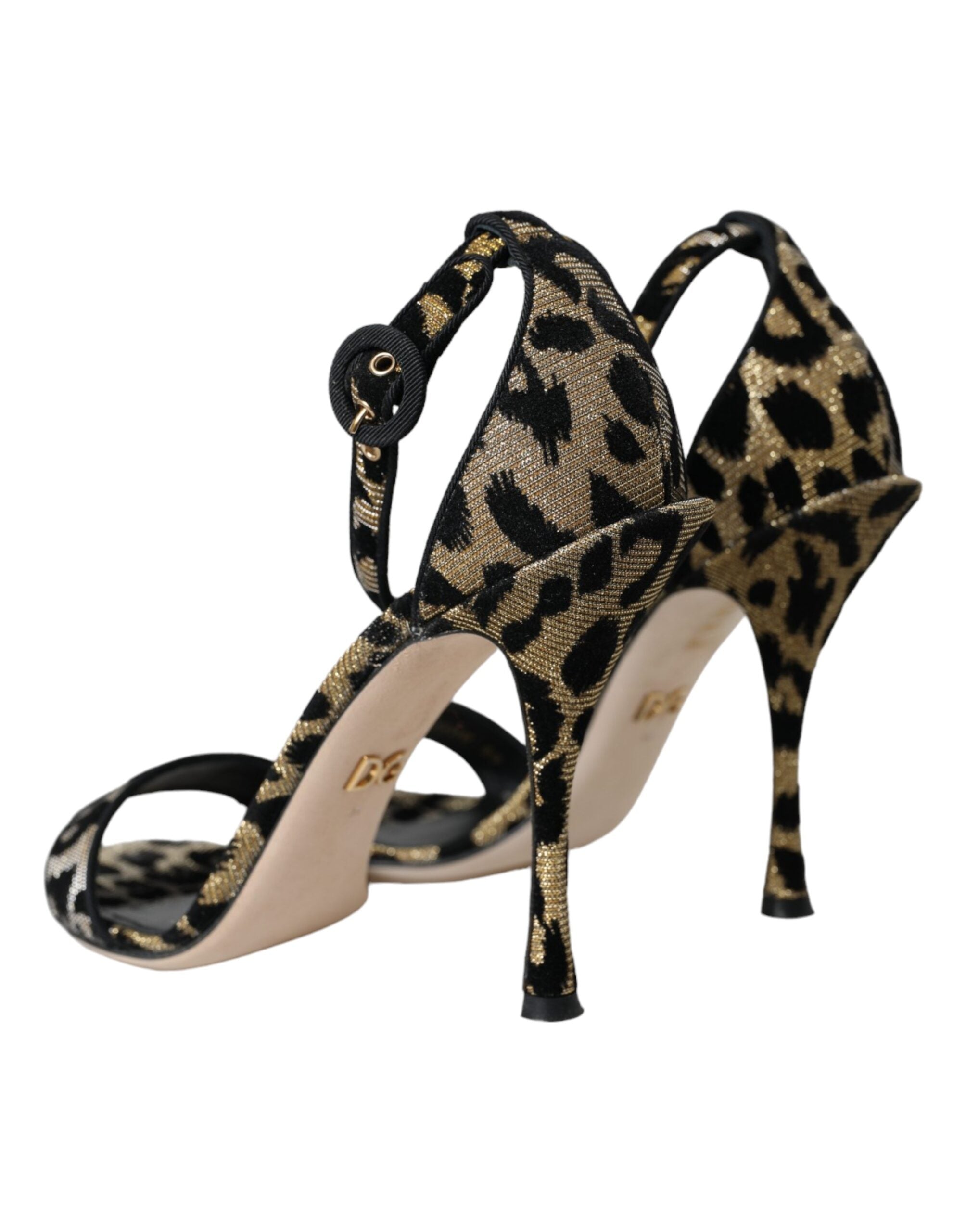 Παπούτσια Dolce & Gabbana Gold Leopard Lurex ψηλοτάκουνα σανδάλια