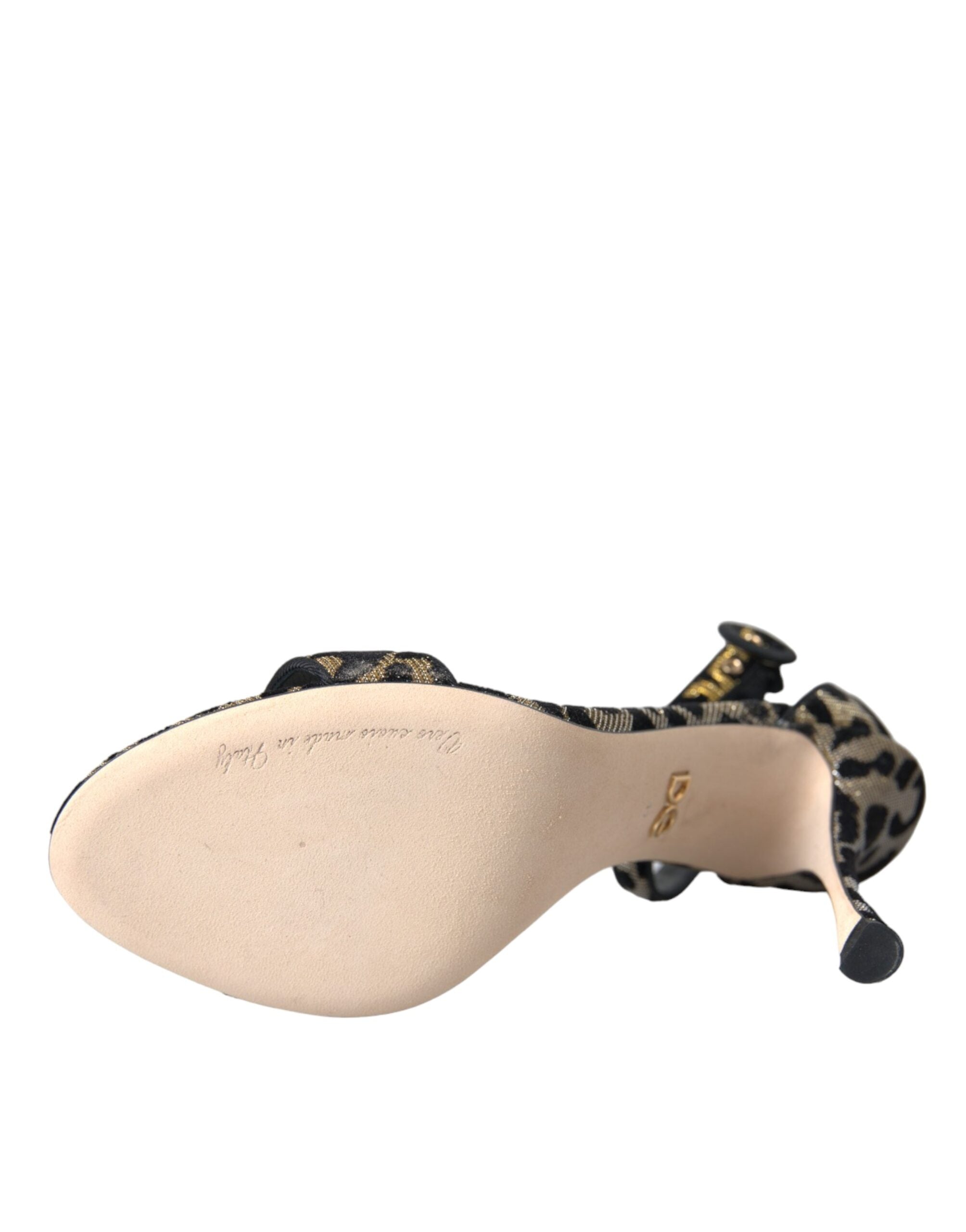 Παπούτσια Dolce & Gabbana Gold Leopard Lurex ψηλοτάκουνα σανδάλια